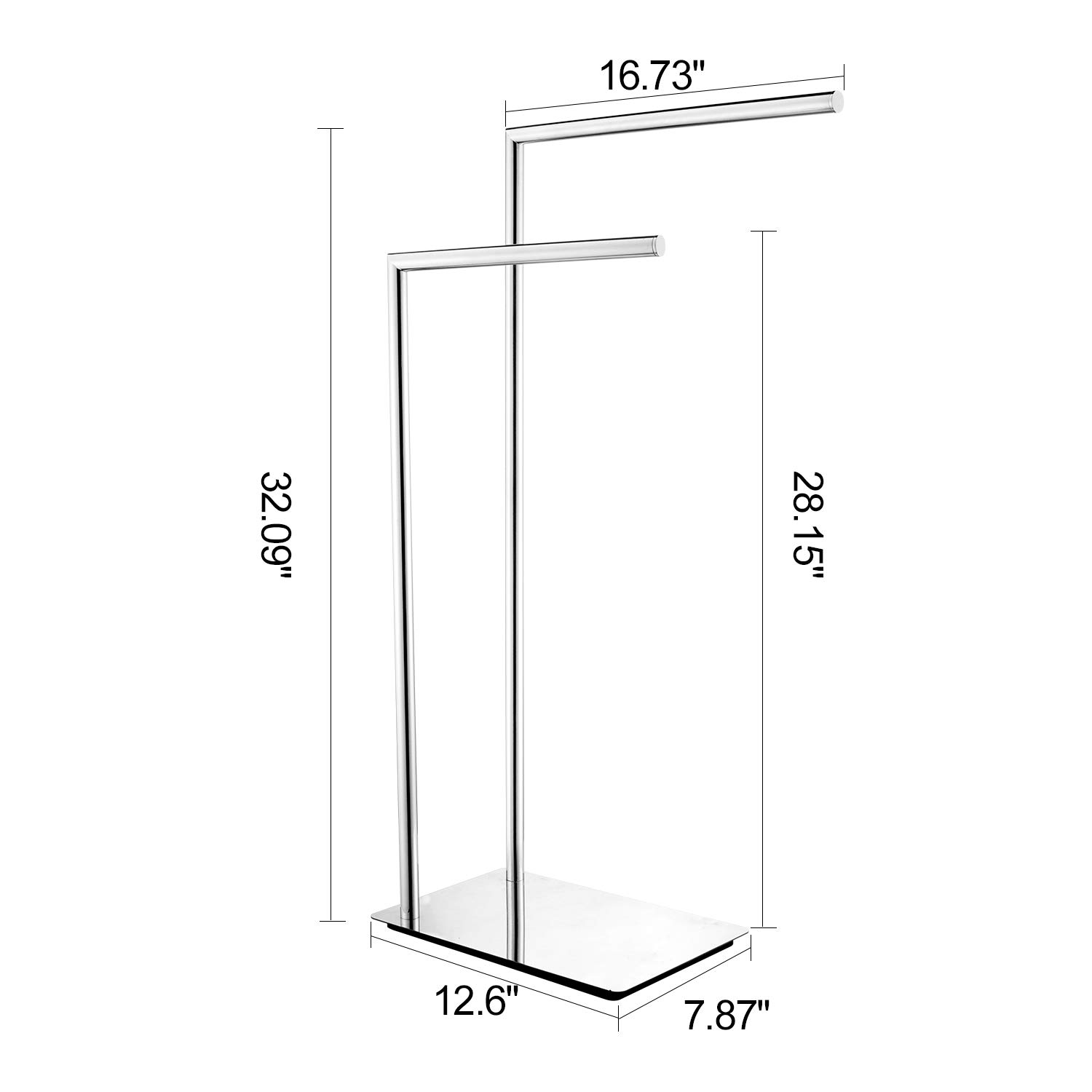 Freestanding Double Towel Rack - Rustproof Bathroom Towel Holder Stand with Brass Chrome Finish - Perfect for Bathroom, Spa, and Laundry Room Organization