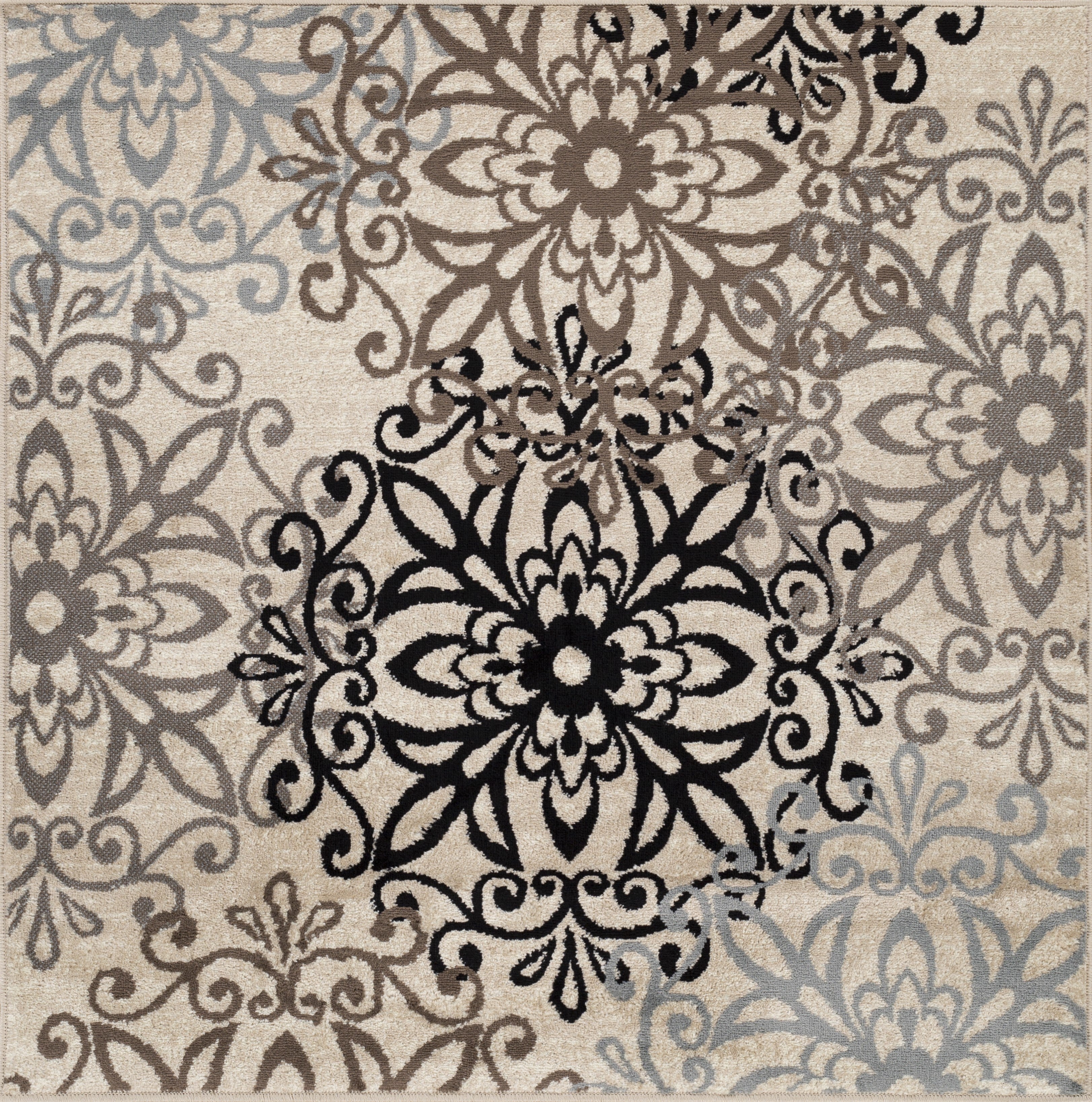Leigh Traditional Floral Scroll Indoor Area Rugs & Runner Rugs - Non-Slip Soft Living Room Bedroom Decor Carpet