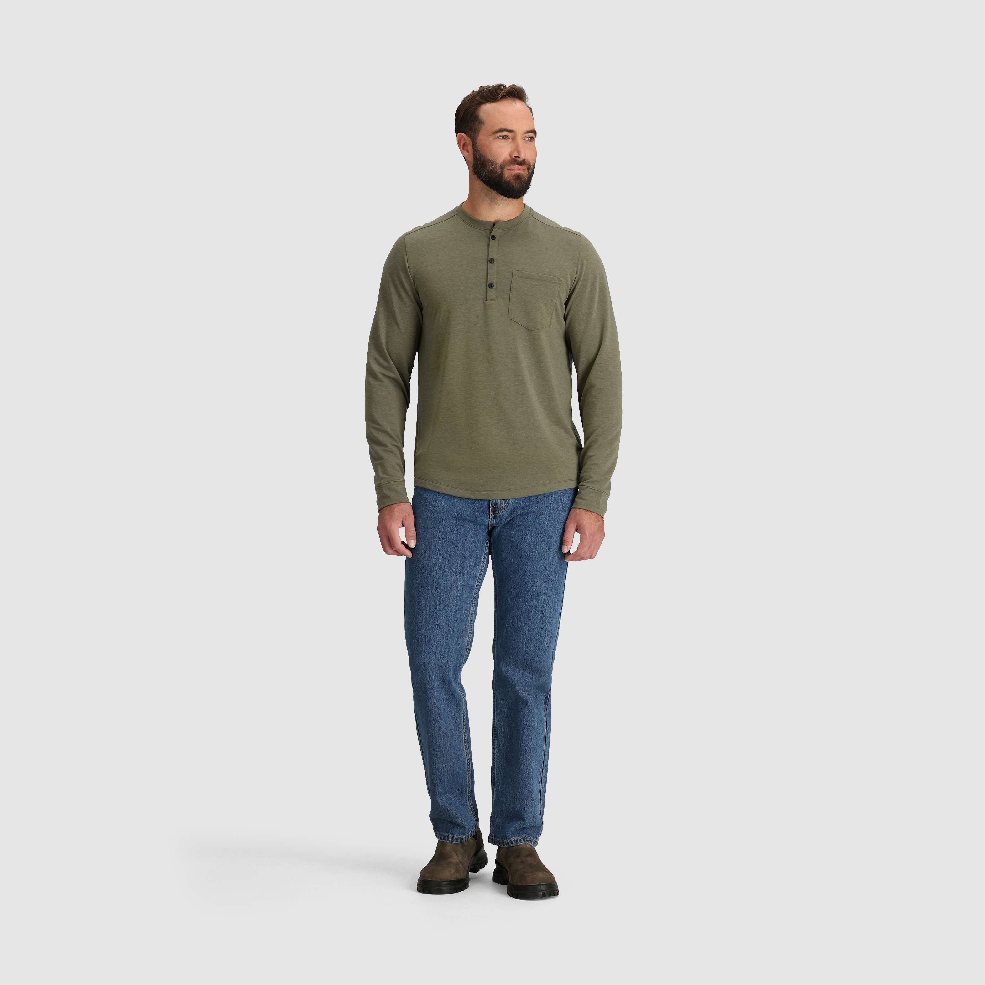 Men's Aberdeen Long Sleeve Henley Shirt - Soft Cotton Casual Button-Up Top for Everyday Wear | Perfect for Work, Dates & Outdoor Activities