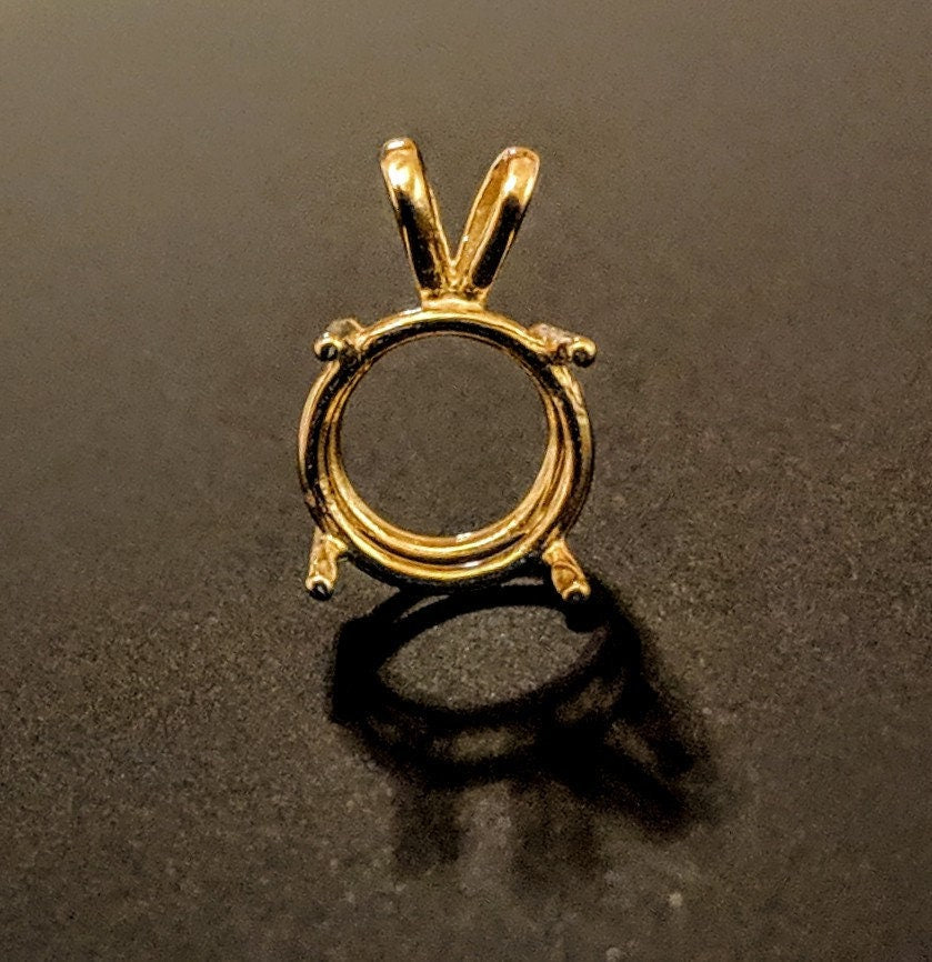 14KT Solid White or Yellow Gold 4mm 25mm Round Pendant Setting - Premium Quality Jewelry for Necklaces - Perfect for Gifts, Anniversaries & Special Occasions - Made in USA