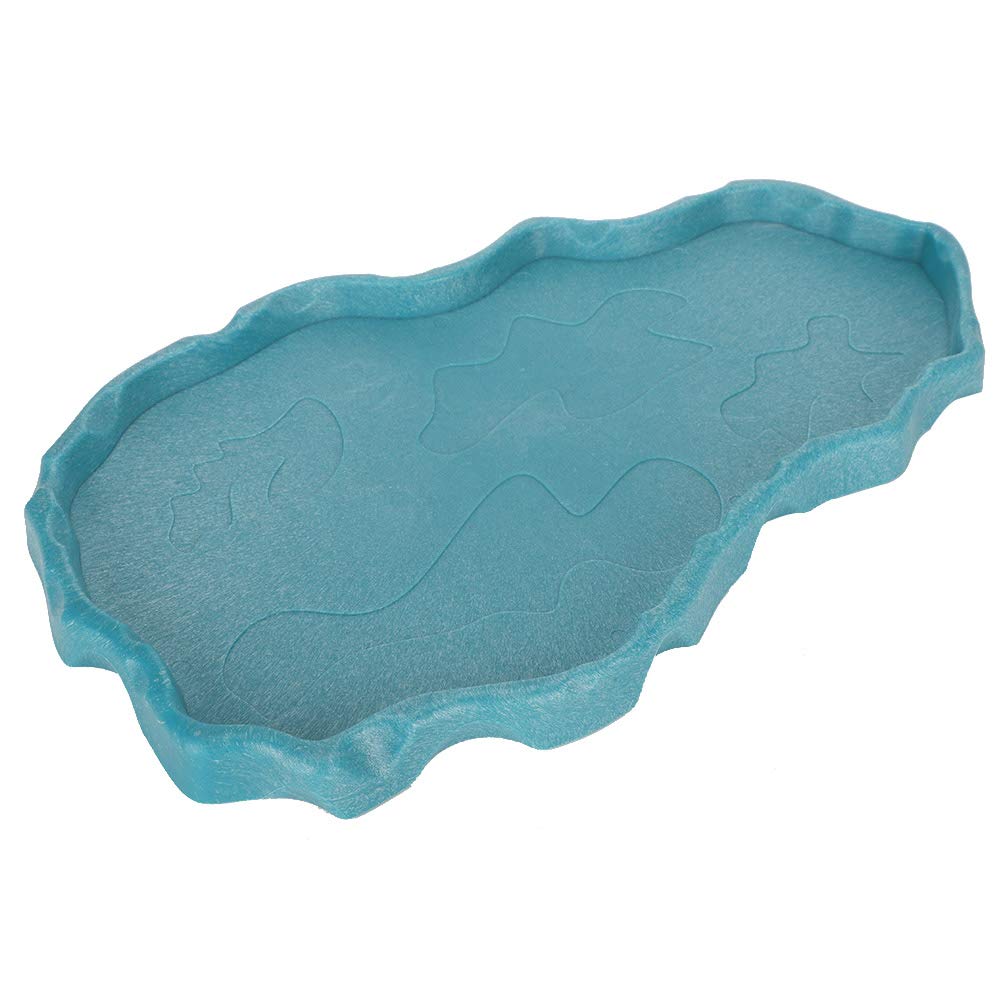 Premium Reptile Feeding Bowl - Durable Plastic Terrarium Dish for Tortoise, Lizard, Iguana, Snake & Frogs - Lake Blue Food & Water Basin - Ideal for Reptile Habitat Decor & Easy Feeding