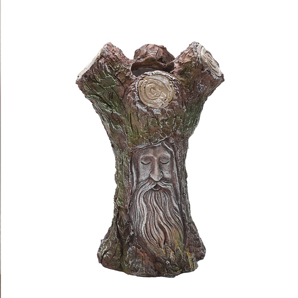 Tree Stump Shaped Resin Flower Vase - Face Planter Pot for Dry/Fresh Flowers - Unique Tree Trunk Design Home & Office Decor - Perfect for Boho, Farmhouse & Modern Interior Styles