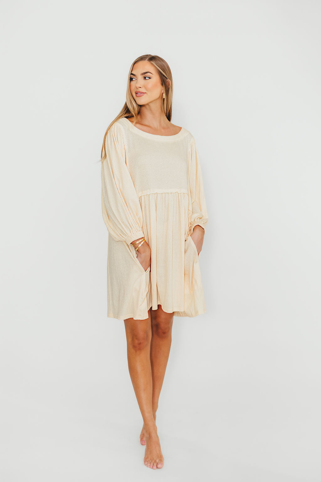 Elegant Claudia Keyhole Back Dress in Cream | Women's Fashion for Parties, Weddings & Special Occasions