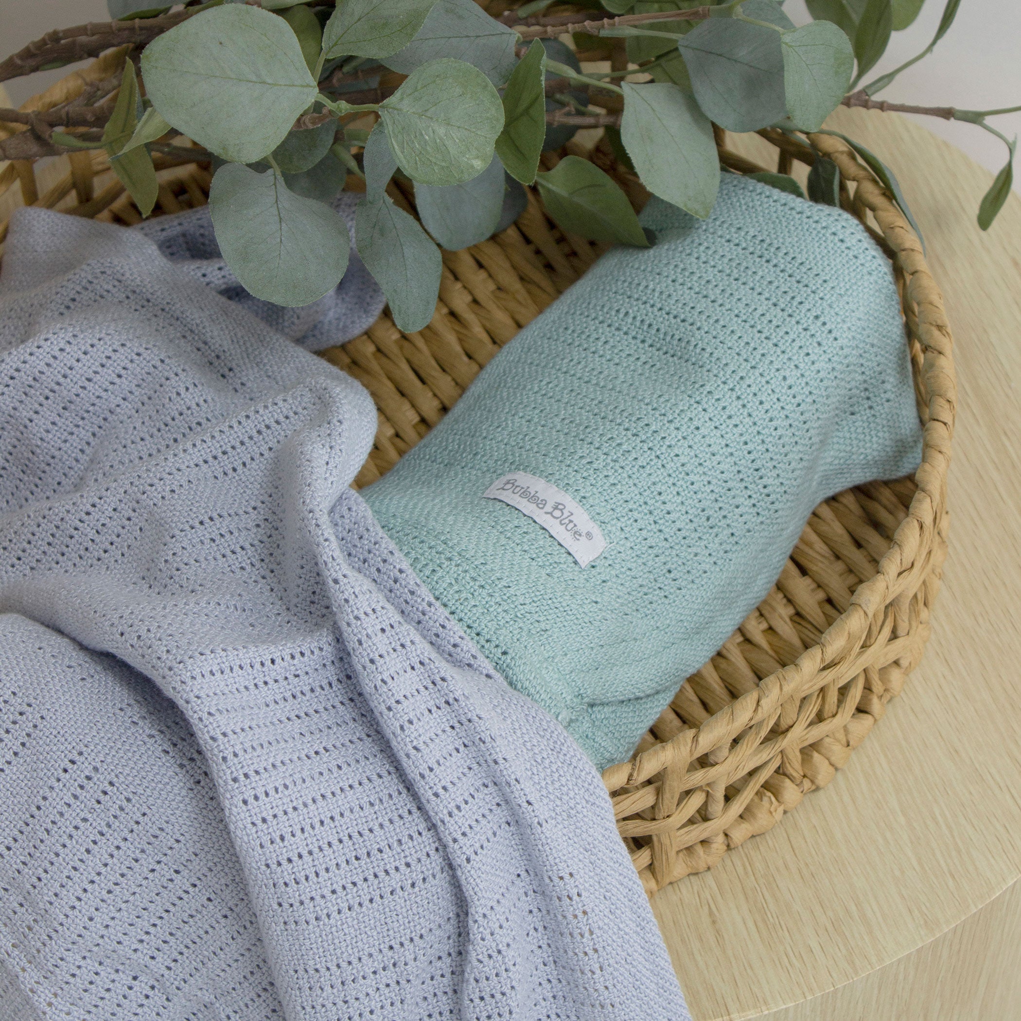 Nordic 2-Pack Cellular Blanket - Breathable Baby Blanket for Boys & Girls, Dusty Sky & Mint Colors - Perfect for Nursery, Stroller & Car Seat