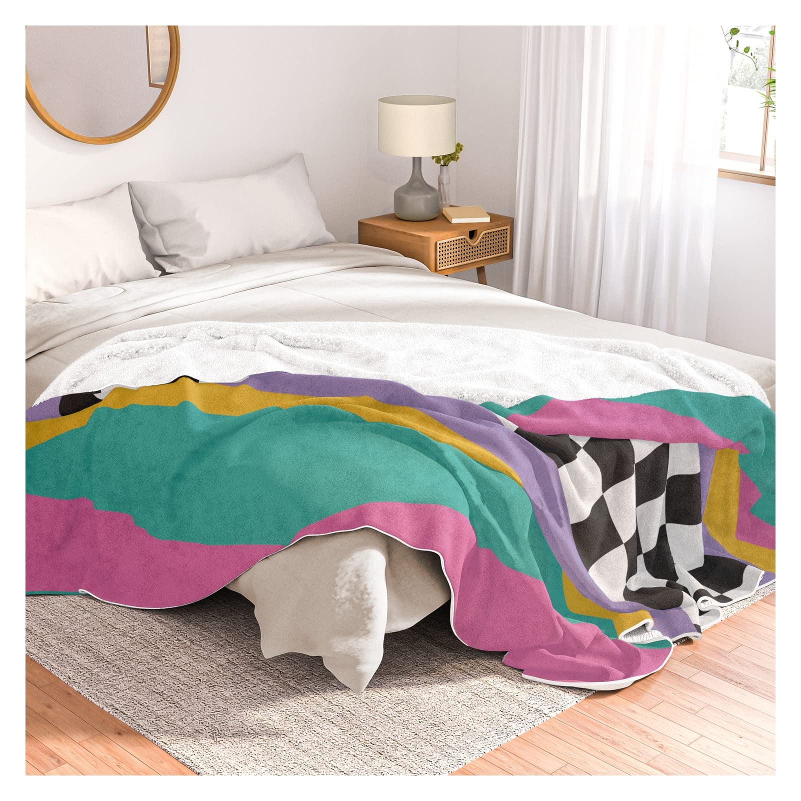 Vintage 80s Retro 90s Checkered Pattern Grid Throw Blanket by Society6 - 88