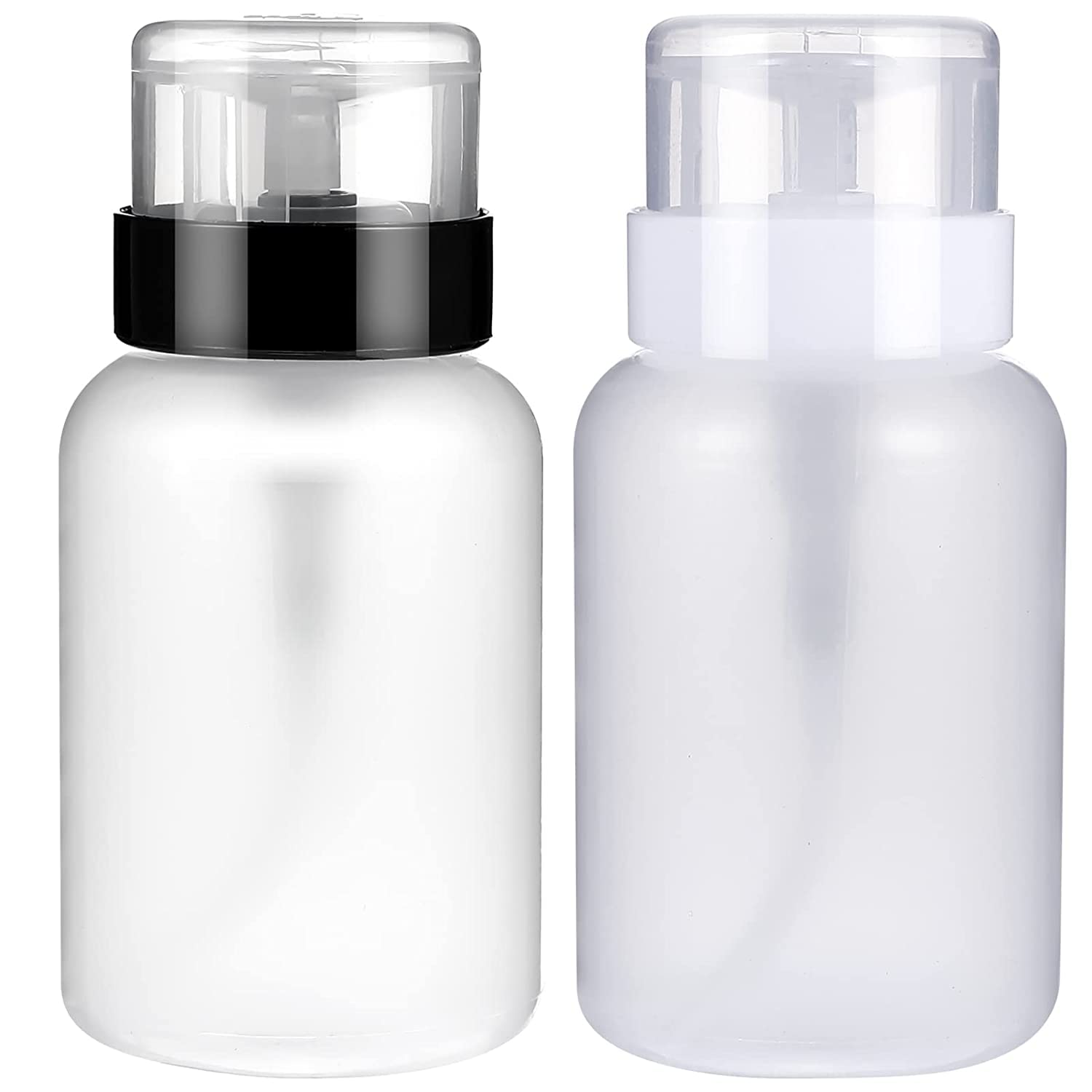 2 Pack Acetone Pump Dispenser - 200ml (6.8oz) Lockable Push Down Pump Bottle for Nail Polish Remover & Alcohol Dispensing | Perfect for Salon, Home Manicure & Makeup Removal