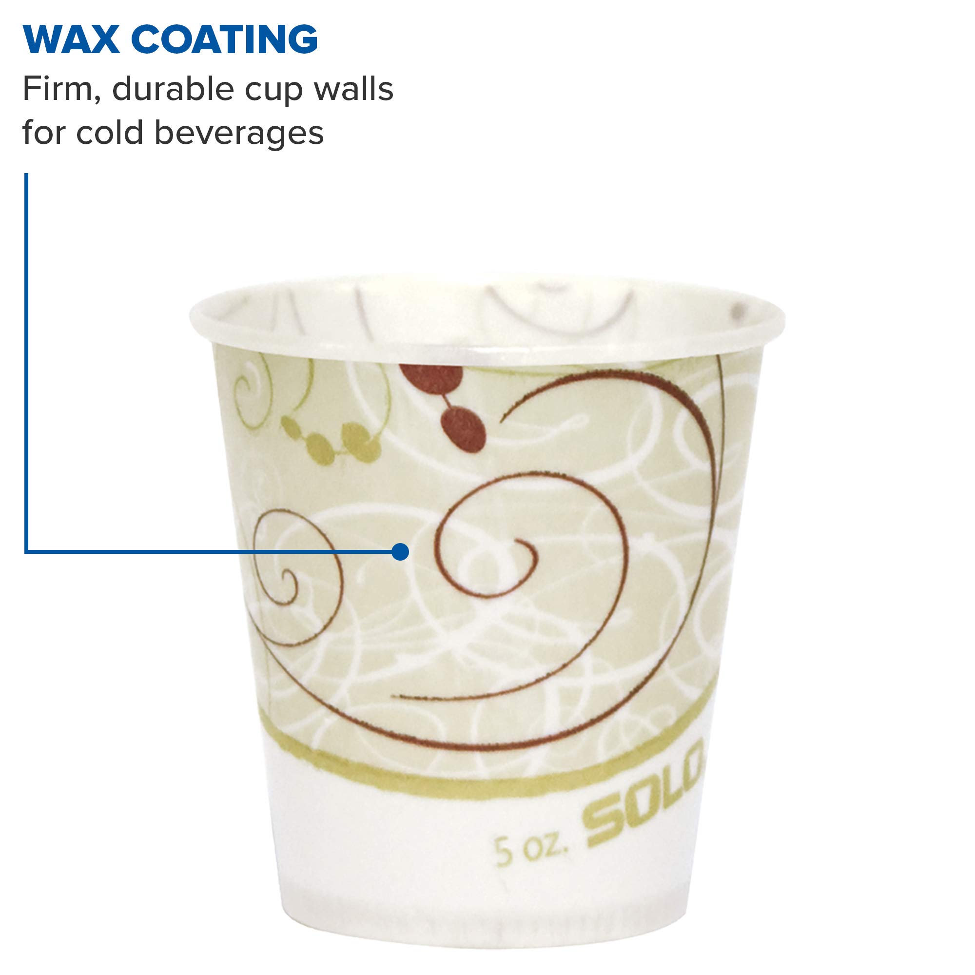 SOLO Waxed Paper Water Cups 5 oz (3000 Count) - Disposable Cups for Parties, Events, and Office Use - BPA-Free, Eco-Friendly Drinkware