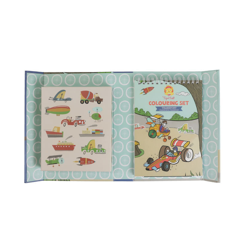Kids Coloring Set with Transport Theme - Fun & Creative Art Supplies for Children | Perfect for Home, School & Travel Activities