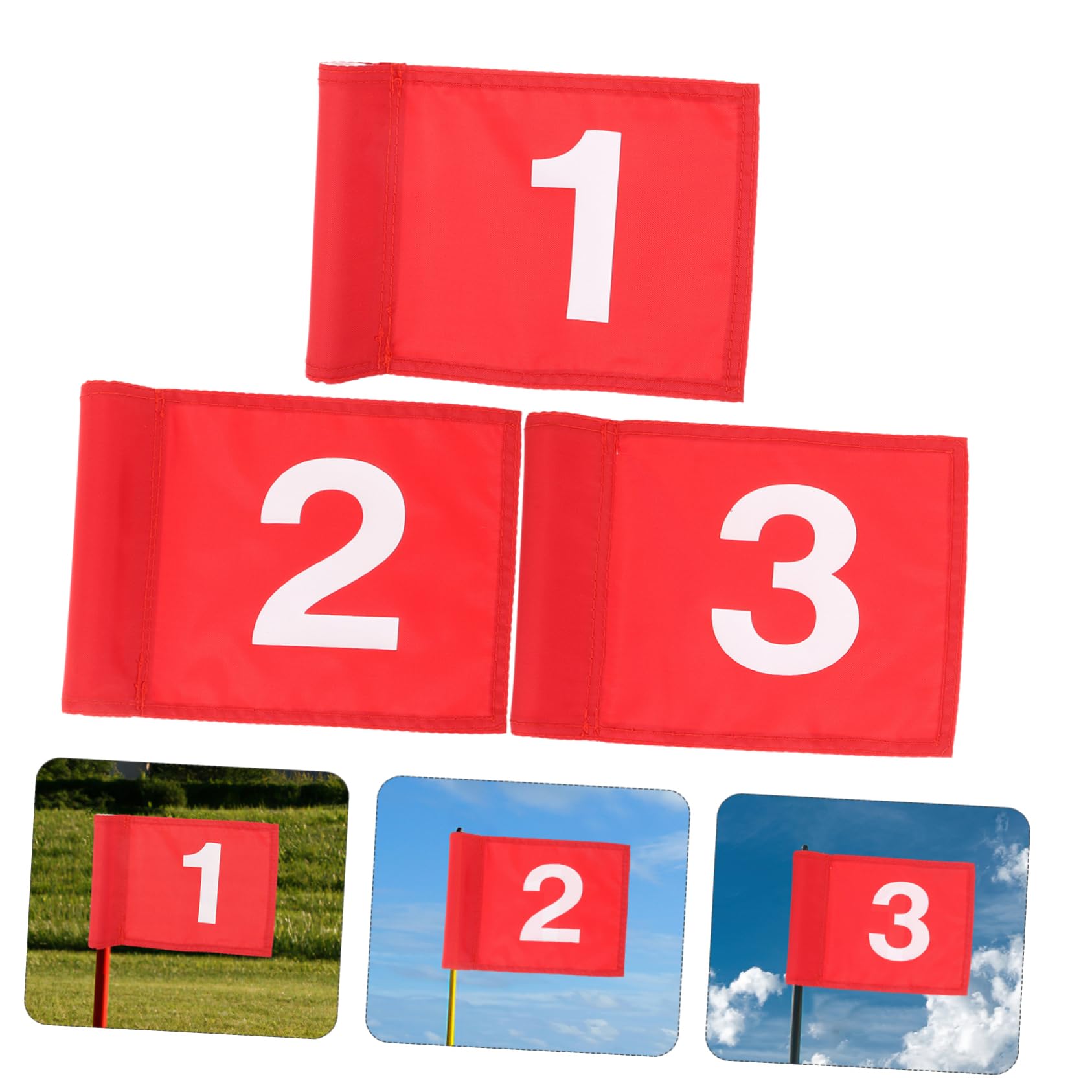 Happyyami 3-Piece Golf Training Set - Small Putting Green Flags, Golf Ball Markers & Oversized Nylon Accessories for Backyard Practice & Driving Range | Perfect for Home, Yard & Professional Golf Course Training