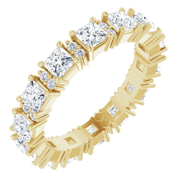 2.77 Carat Princess & Round Diamond Eternity Band Wedding Ring - 14K White Gold Bridal Stackable Ring for Anniversary, Engagement, or Special Occasion Gift