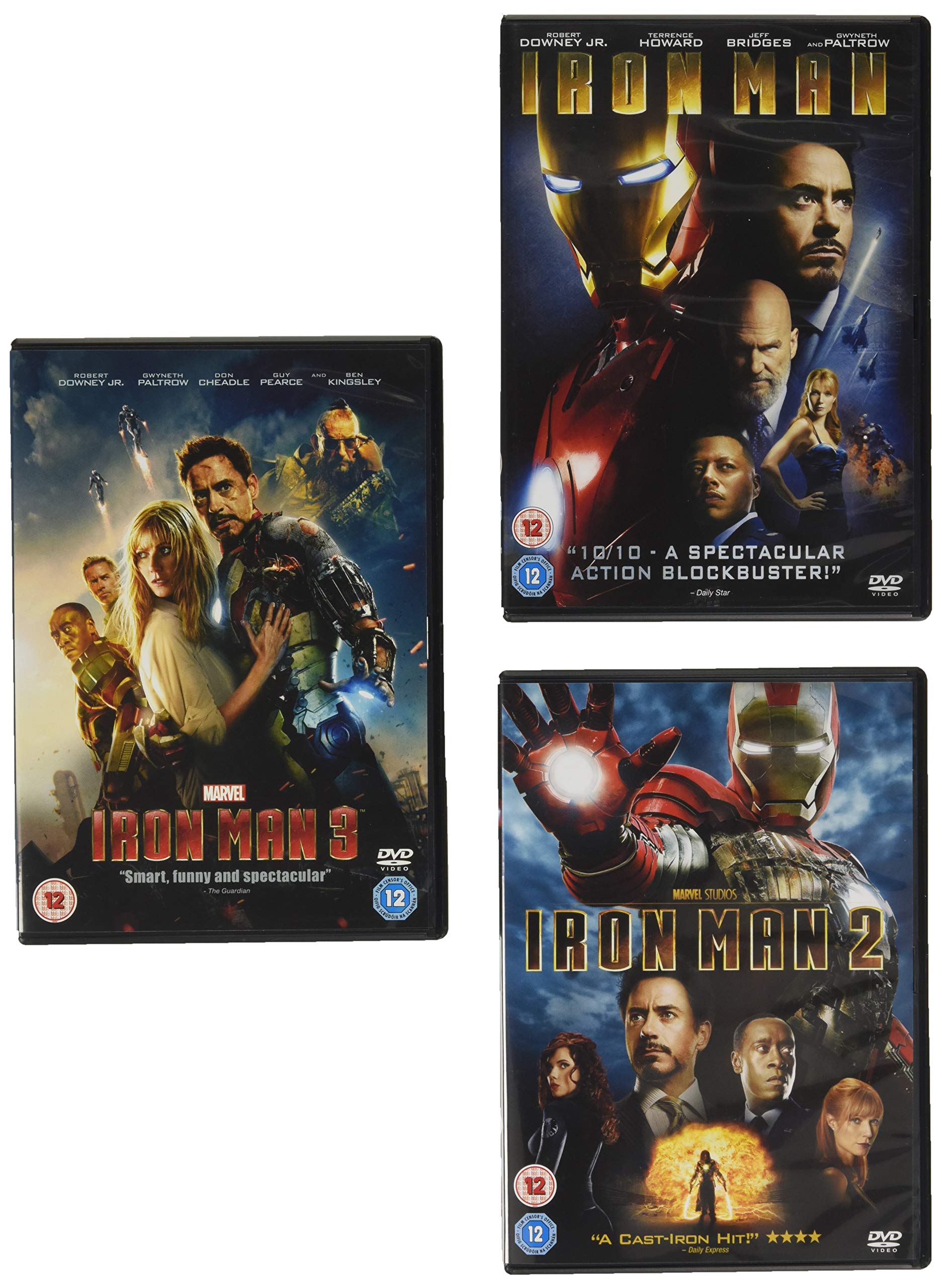 Iron Man 1-3 Movie Trilogy DVD Set - Marvel Superhero Action Films for Home Entertainment & Marvel Fans Collection
