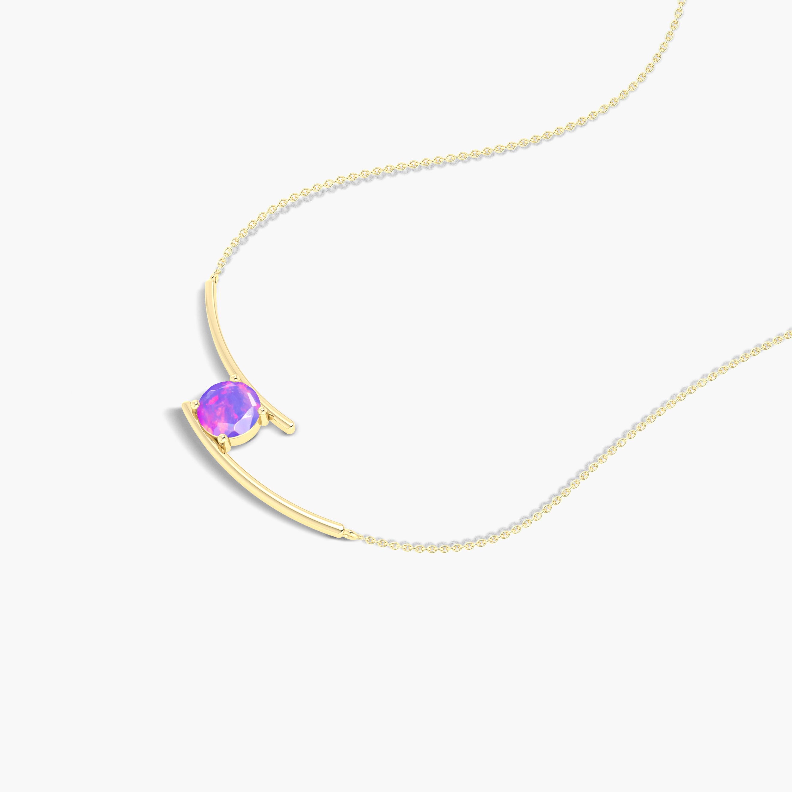7mm Natural Lavender Opal Bypass Pendant Chain Necklace - Elegant Jewelry for Women, Perfect for Weddings, Parties & Everyday Wear