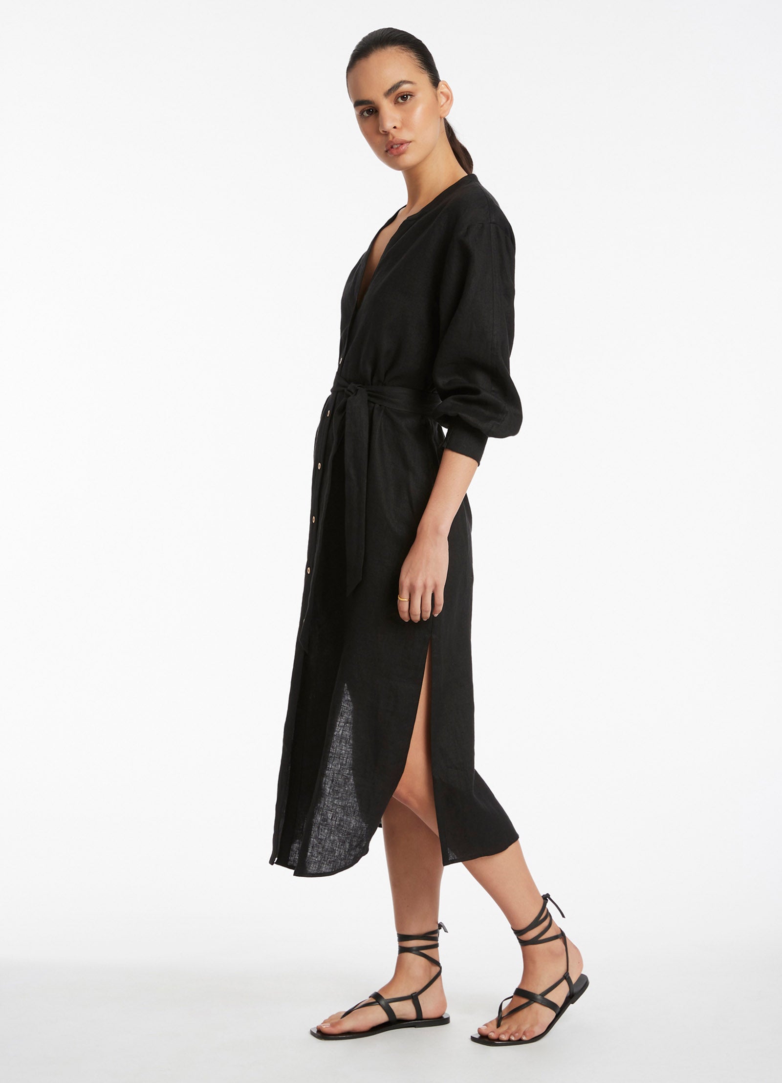 Stylish Black Jetset Shirred Cuff Shirt Dress for Women | Casual & Office Wear | Perfect for Work, Date Night & Travel