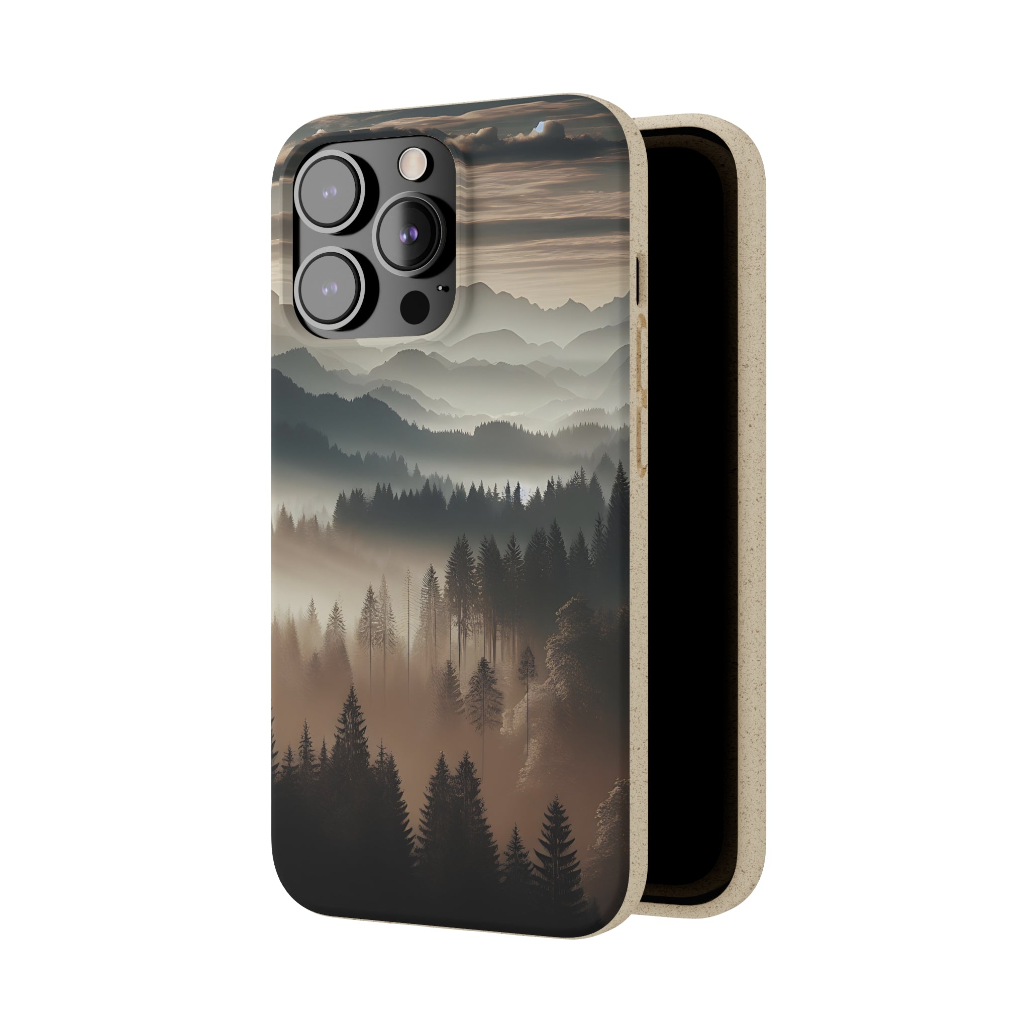 Eco-Friendly Biodegradable Phone Case - Sustainable Compostable Smartphone Cover with Mountain Tree Cloud Scenic Design | Perfect for Outdoor Enthusiasts & Nature Lovers