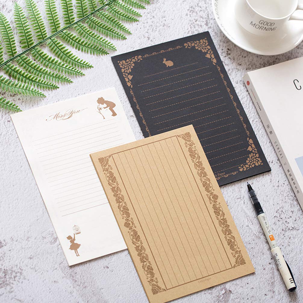 Vintage Floral Lined Writing Paper Set - 8Pcs Retro Letter Paper, Printable Stationery, Greeting Cards & B5 Grid Paper for Journaling, Scrapbooking & DIY Crafts | NUOBESTY