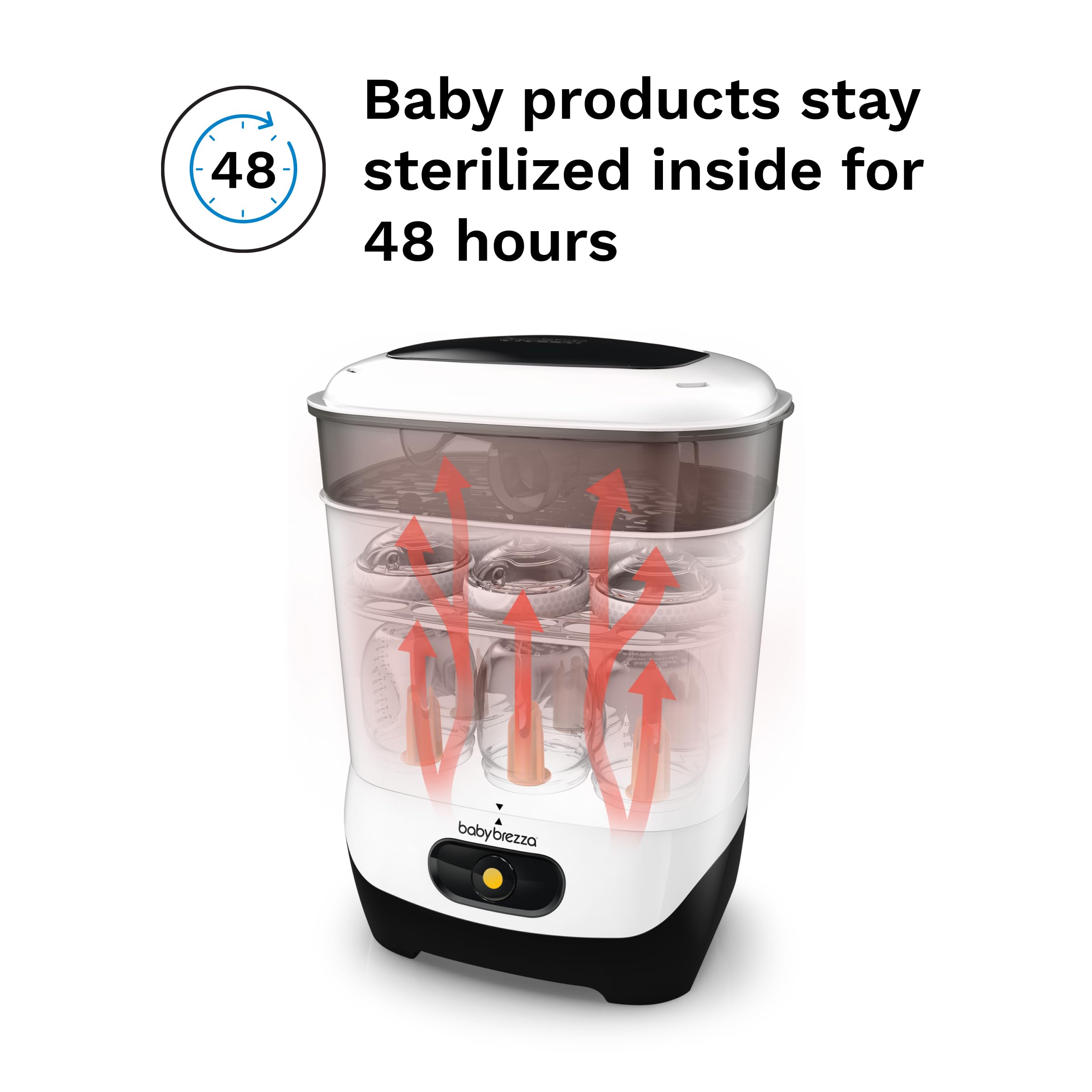 Baby Brezza 4-in-1 Electric Baby Bottle Sterilizer Machine - Large Capacity Steam Sterilizer for Bottles, Pacifiers & Breast Pump Parts - Works with Plastic, Glass, Large & Small Bottles - Perfect for Daycare, Travel & Home Nursery Use