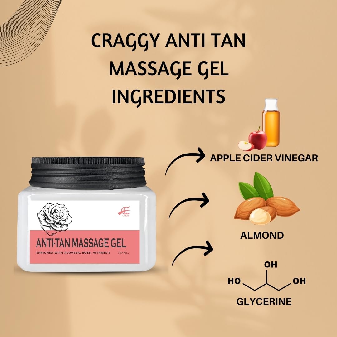 Craggy Anti-Tan Massage Gel - Brightening & Skin Repair Treatment for Sun Damaged Skin | Perfect for Post-Sun Care & Spa Treatments