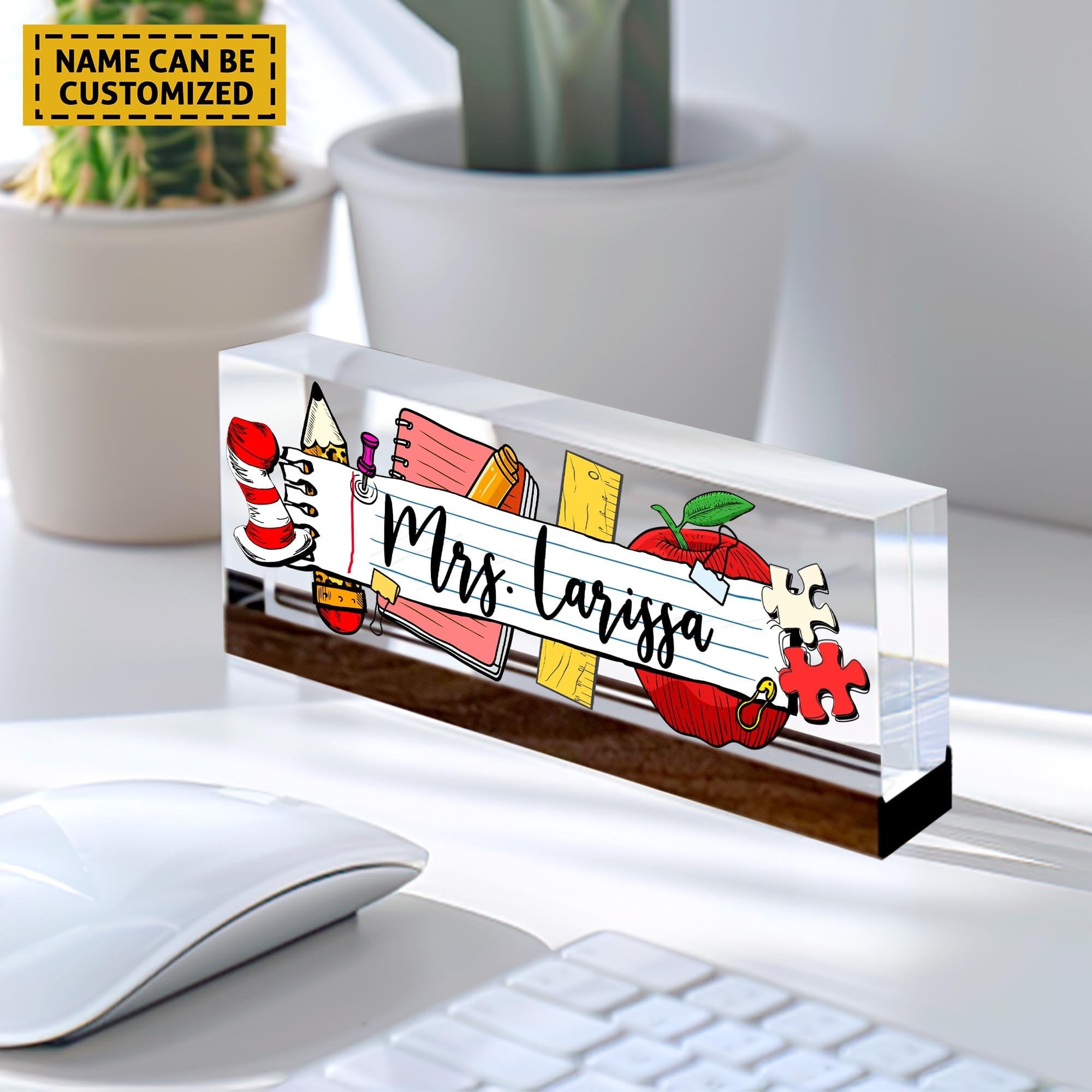 Personalized Teacher Name Plate for Desk - Custom Engraved Sign, Back to School Gift for Teachers, Classroom Decor & School Desk Supplies | Perfect for Teacher Appreciation, Classroom Organization & Office Decor