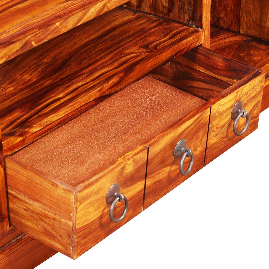 Rustic Solid Sheesham Wood TV Stand with Storage - 47.2