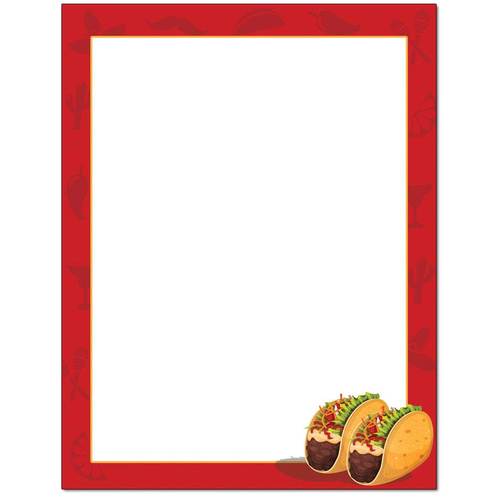 Taco Tuesday Letterhead Paper - 25 Sheets for Laser & Inkjet Printers - Perfect for Parties, Invitations & Themed Events