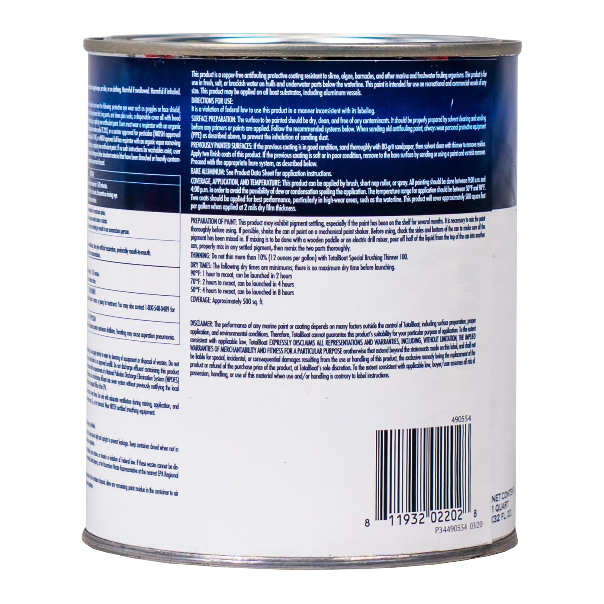 TotalBoat 490554 Outdrive AF Antifouling Paint - 1 Quart Marine Bottom Paint for Boat Hull Protection | Prevents Barnacles & Marine Growth | Ideal for Saltwater & Freshwater Boating