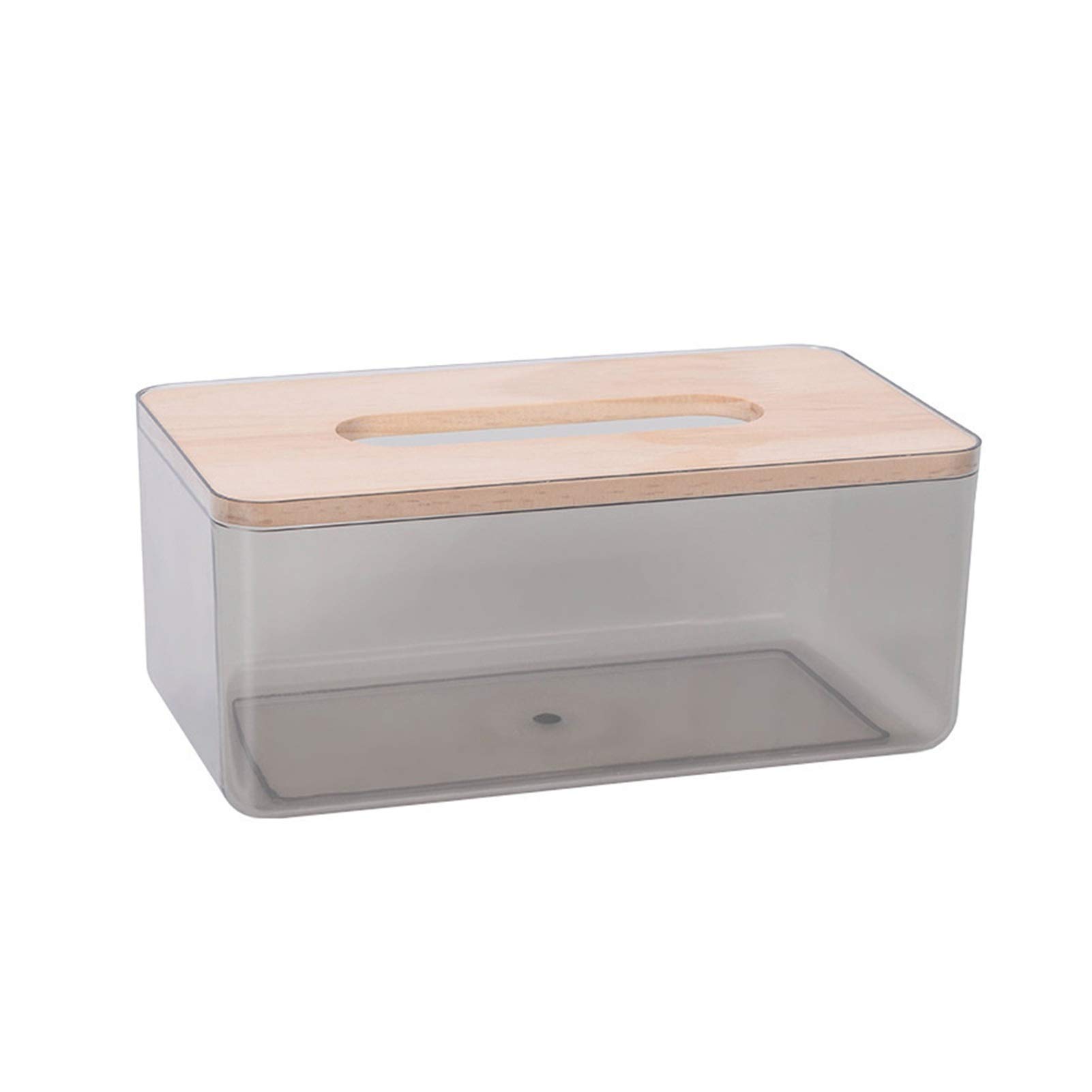 Bamboo Cover Tissue Box Holder - Transparent Napkin Storage Container for Bedroom, Bathroom & Office | Stylish & Functional (Color: L)