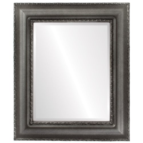 Rectangle Beveled Wall Mirror - Somerset Style Black Silver Frame - 17x21 Inches - Elegant Home Decor for Living Room, Bedroom & Entryway