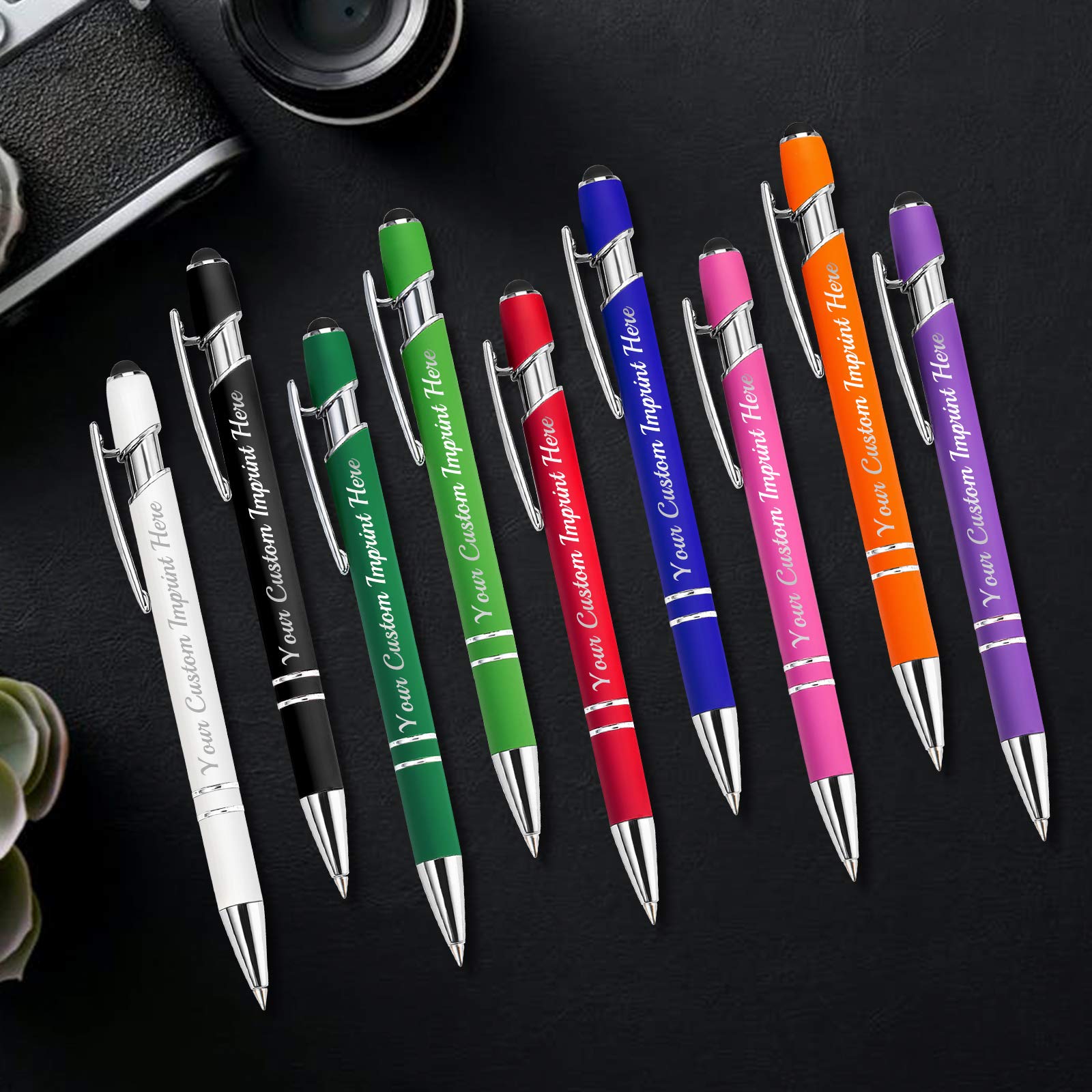 Custom Engraved Stylus Pens with Logo - Personalized Ballpoint Pens for Business, Christmas, Graduation & Birthday Gifts - Black Ink Medium Point (24 Pack, Light Green) - Perfect for Corporate Events, Promotions & Office Supplies