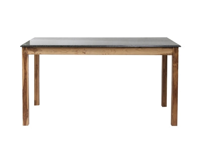 Elegant Black Marble and Teak Wood Dining Table - Modern Kitchen & Dining Room Furniture for Family Gatherings & Dinner Parties