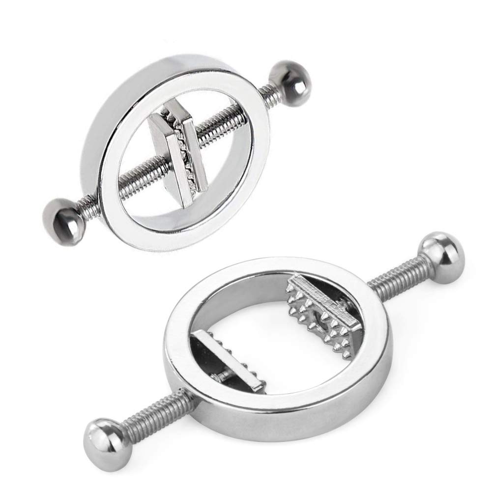 Premium FST Stainless Steel Nipple Clamps - Adjustable Round Clamp Set for Women, Sensual Body Restraints & BDSM Toys - Perfect for Couples Play, Roleplay & Spicing Up Your Intimate Moments