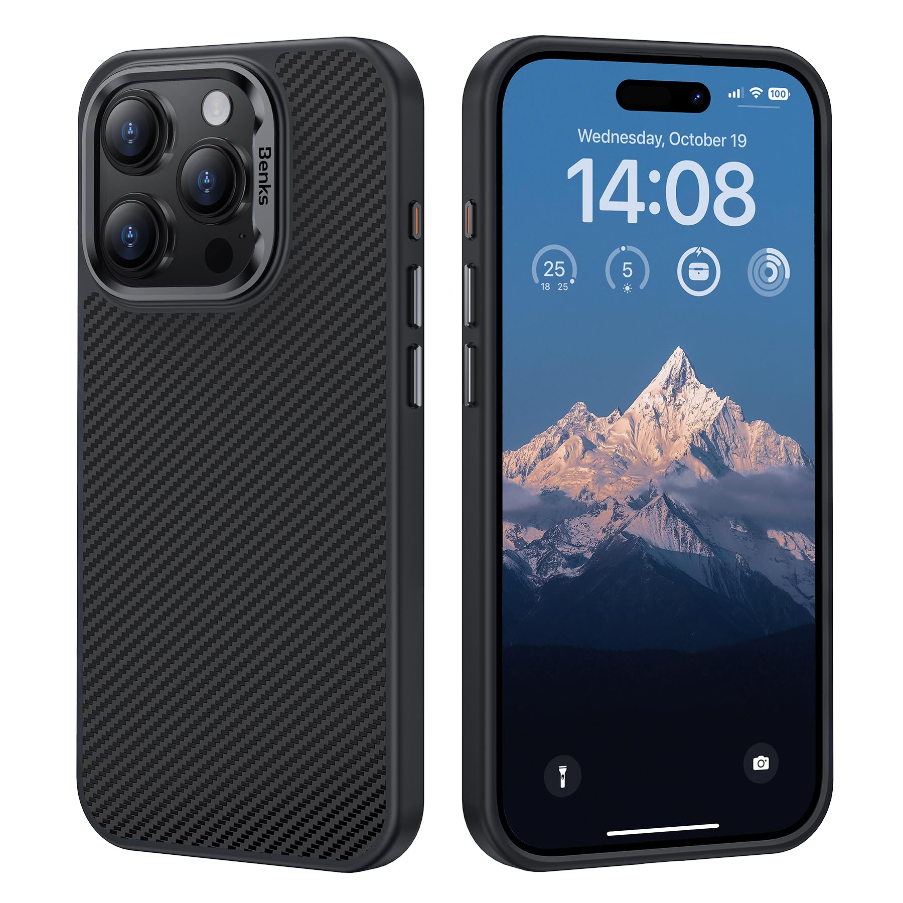 BENKS iPhone 15 Pro Case with MagSafe - Military-Grade Shockproof Protective Cover for iPhone 15 Pro 6.1 inch, 600D Aramid Fiber Slim Phone Case (Black) - Perfect for Outdoor Adventures & Daily Protection