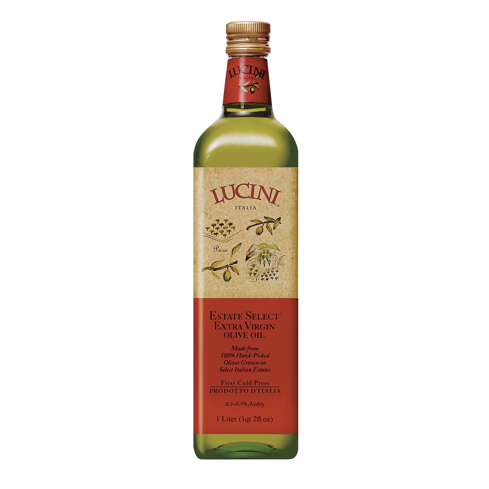 Lucini Italia Premium Extra Virgin Olive Oil - 6 Bottles (1 Liter Each) - Cold Pressed, Rich Flavor for Cooking, Salads & Dipping - Perfect for Italian Cuisine & Healthy Recipes