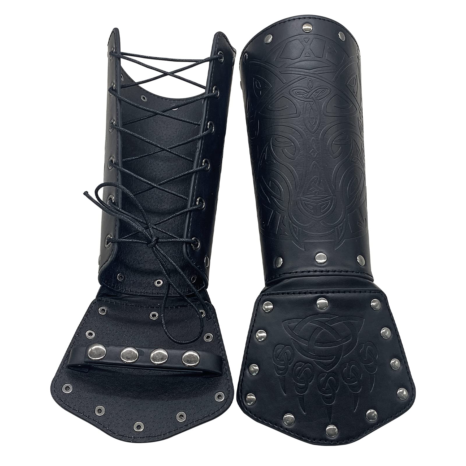 JAOYU Men's Leather Bracers - Medieval Arm Armor Cuffs & Viking Wristbands for Cosplay, LARP, Renaissance Fairs | Unisex Design for Men & Women | Perfect for Halloween Costumes, Historical Reenactments, and Fantasy Events
