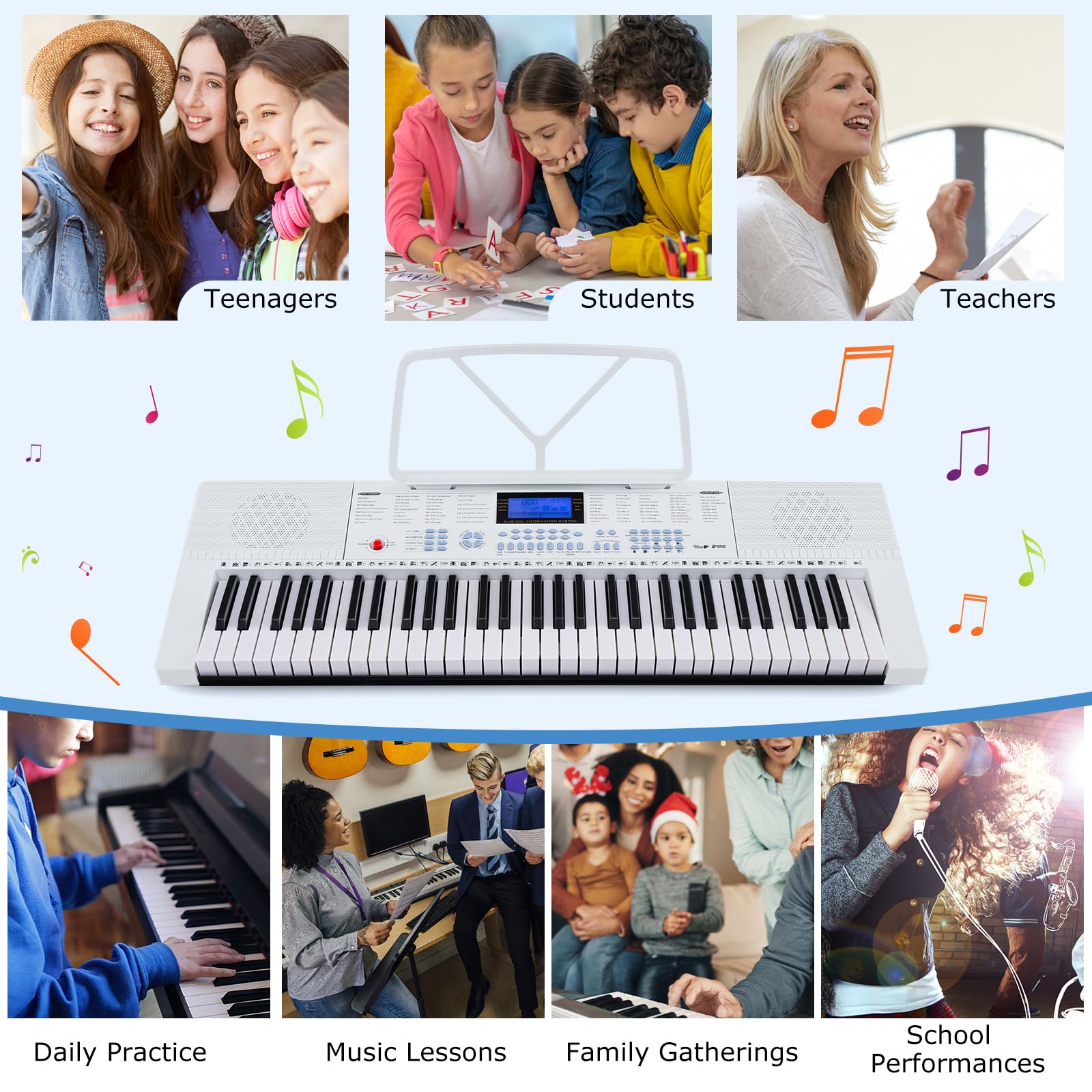 Costzon 61-Key Lighted Keyboard Piano for Beginners - Home & Stage Use