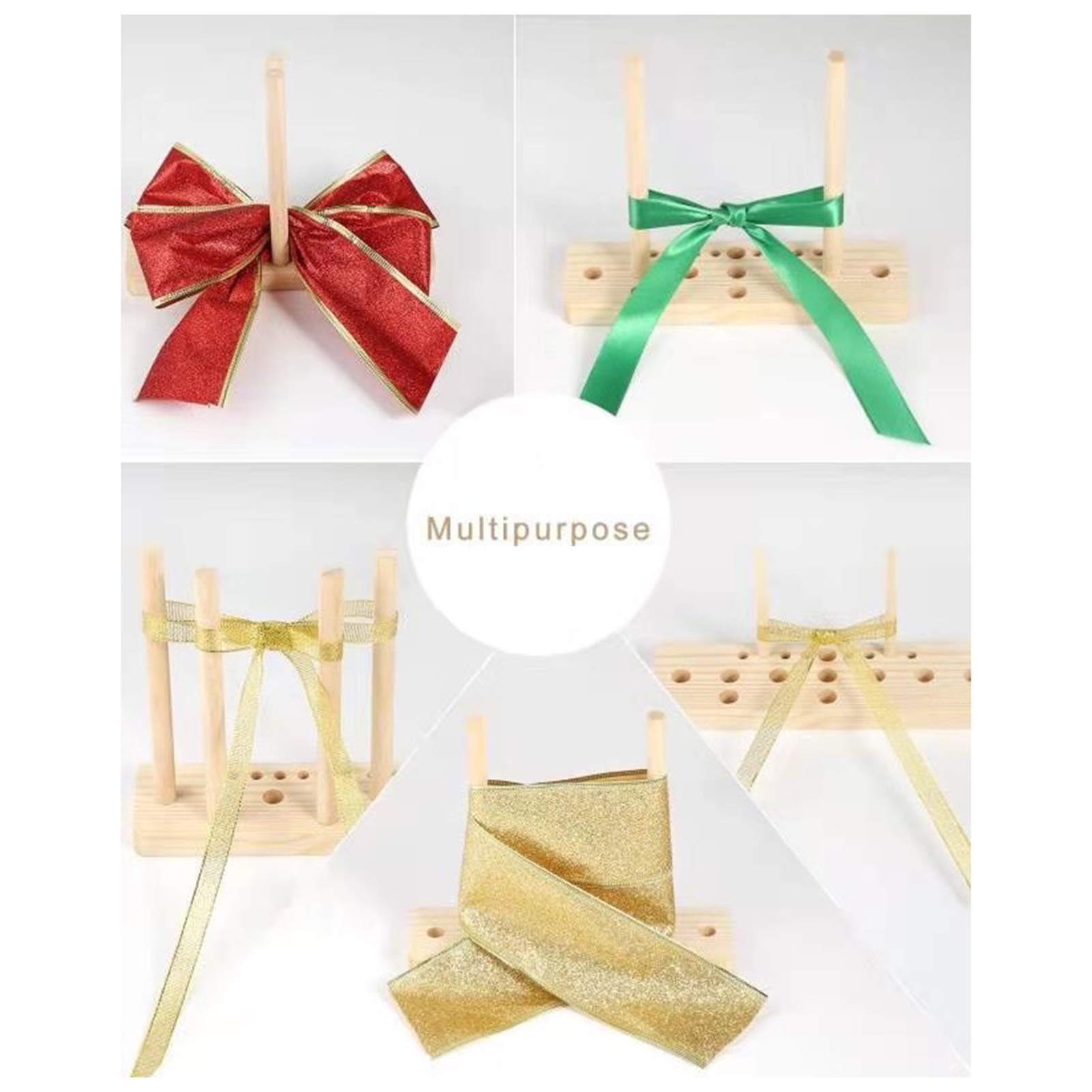 5-in-1 Wooden Bow Maker Tool Kit - DIY Ribbon Bows for Christmas Gifts, Wreaths, Party Decorations, Hair Accessories & Corsages - Includes Step-by-Step Instructions - Perfect for Holiday Crafts, DIY Projects & Gift Wrapping