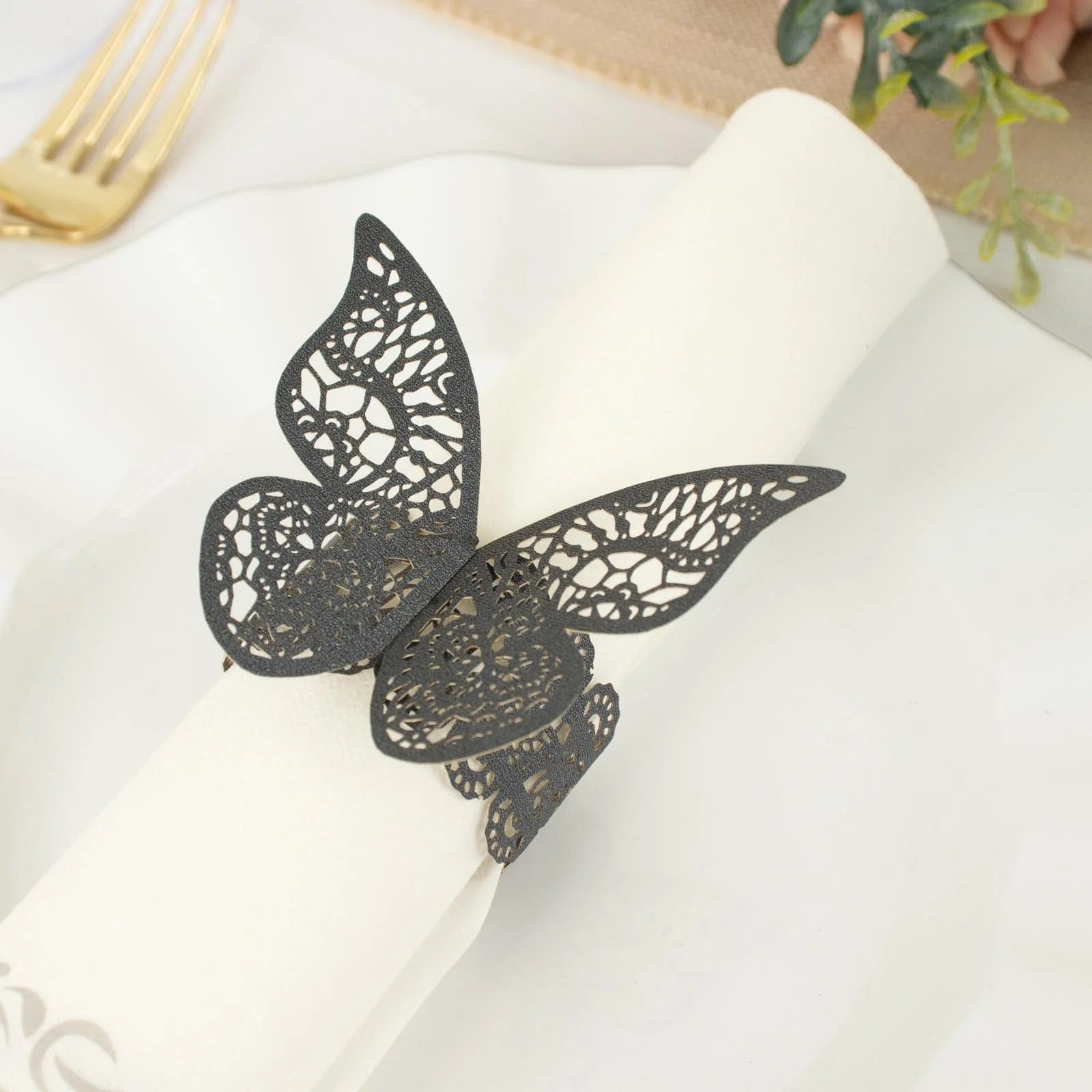 12 Pack Laser Cut 3D Butterfly Napkin Rings for Wedding, Party & Table Decor - Elegant DIY Paper Craft for Dinnerware & Home Decoration