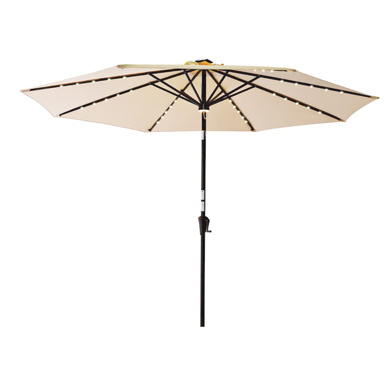 10 ft Solar Powered Outdoor Patio Umbrella with LED Lights - Waterproof Fiberglass Frame & Adjustable Tilt - Perfect for Backyard, Poolside, and Restaurant Dining Areas