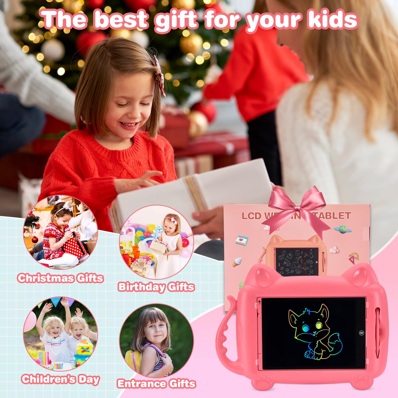 EooCoo 12 Inch LCD Writing Tablet for Kids Ages 3-8 - Electronic Drawing Pad, Easter Basket Stuffers, Travel Essential & Educational Gift for Girls & Boys - Perfect for Home, School & Road Trips