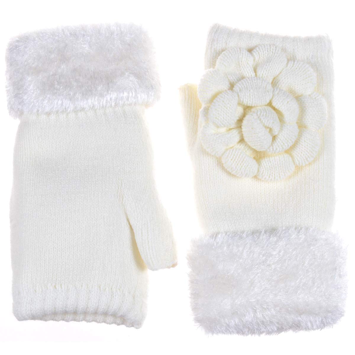 Women's Winter Knit Fingerless Gloves - Fleece Lined, Fashionable Assorted Patterns & Colors - Perfect for Driving, Outdoor Activities & Cold Weather Fashion