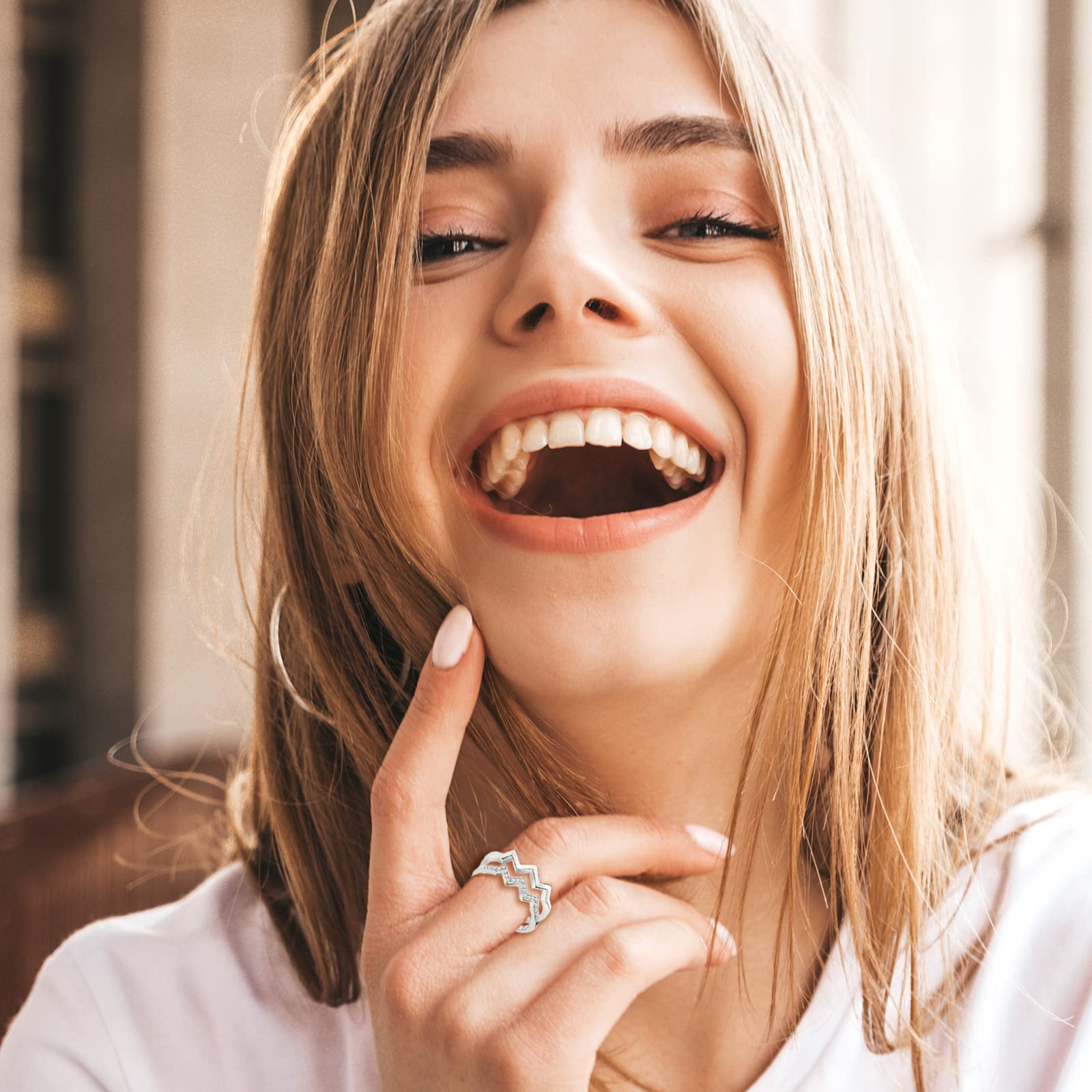 To My Daughter Ring - Highs and Lows Zircon Double Wave Mother Daughter Rings, Trendy Birthday & Valentine's Gifts 2025, Perfect for Special Occasions and Everyday Wear