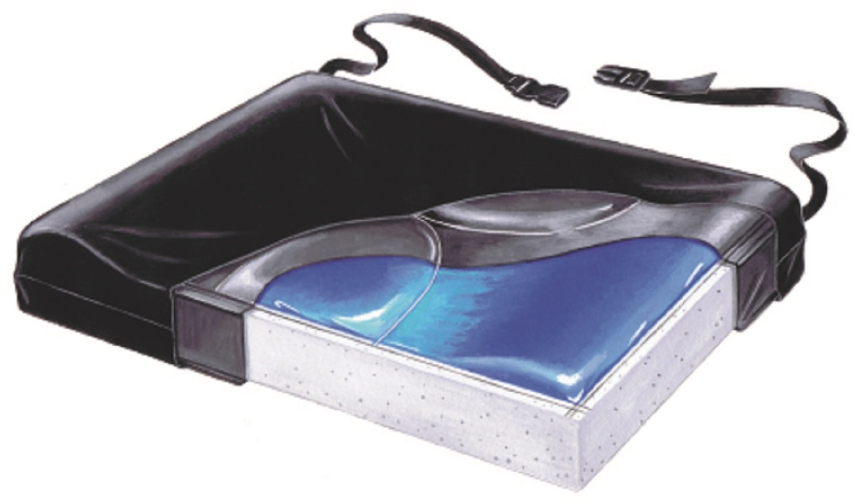 SKIL-CARE Stability Plus Gel & Foam Seat Cushion 16x18x2.5 Inch - Orthopedic Support for Office Chairs, Wheelchairs & Car Seats - Pressure Relief & Comfort for Back Pain