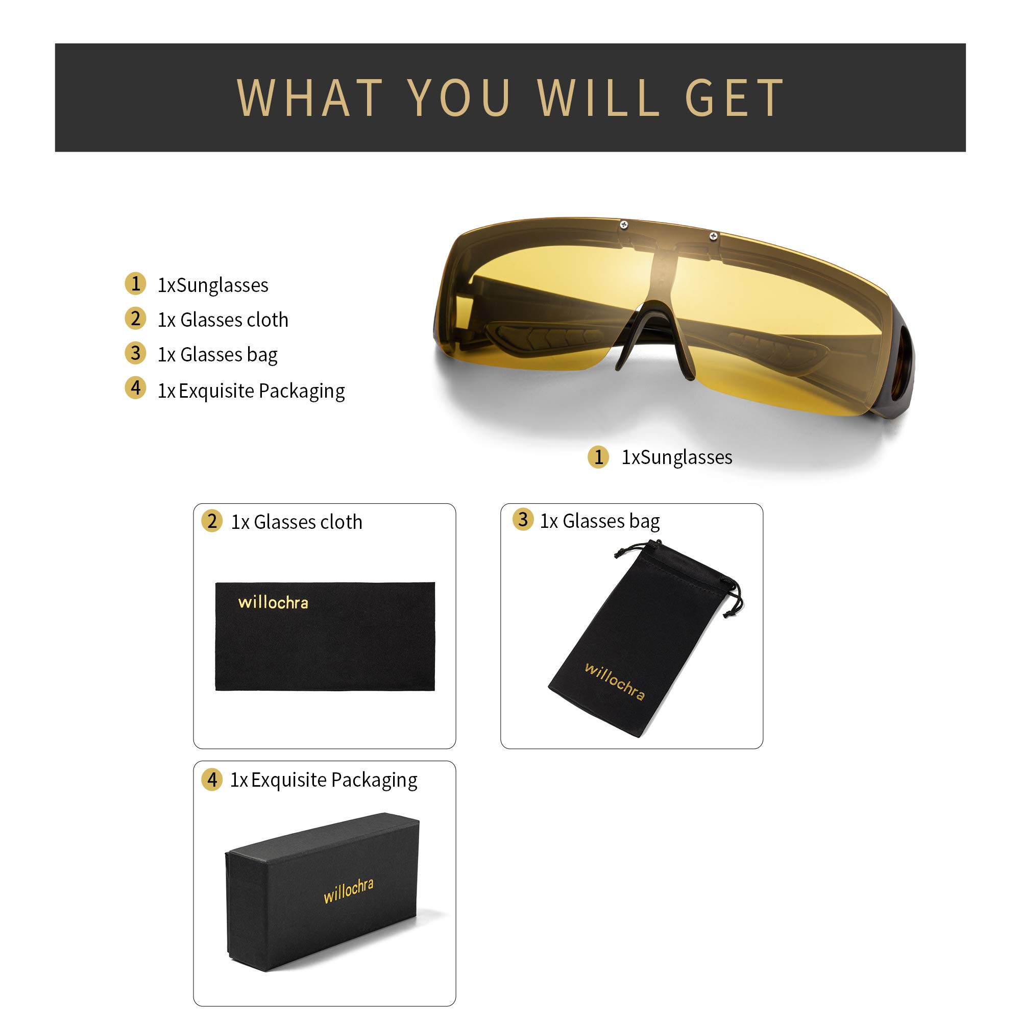 Day & Night Driving Glasses for Men & Women - Polarized Anti-Glare Photochromic Sunglasses with Side Shields (RX Compatible) - Perfect for Commuting, Road Trips & Outdoor Activities