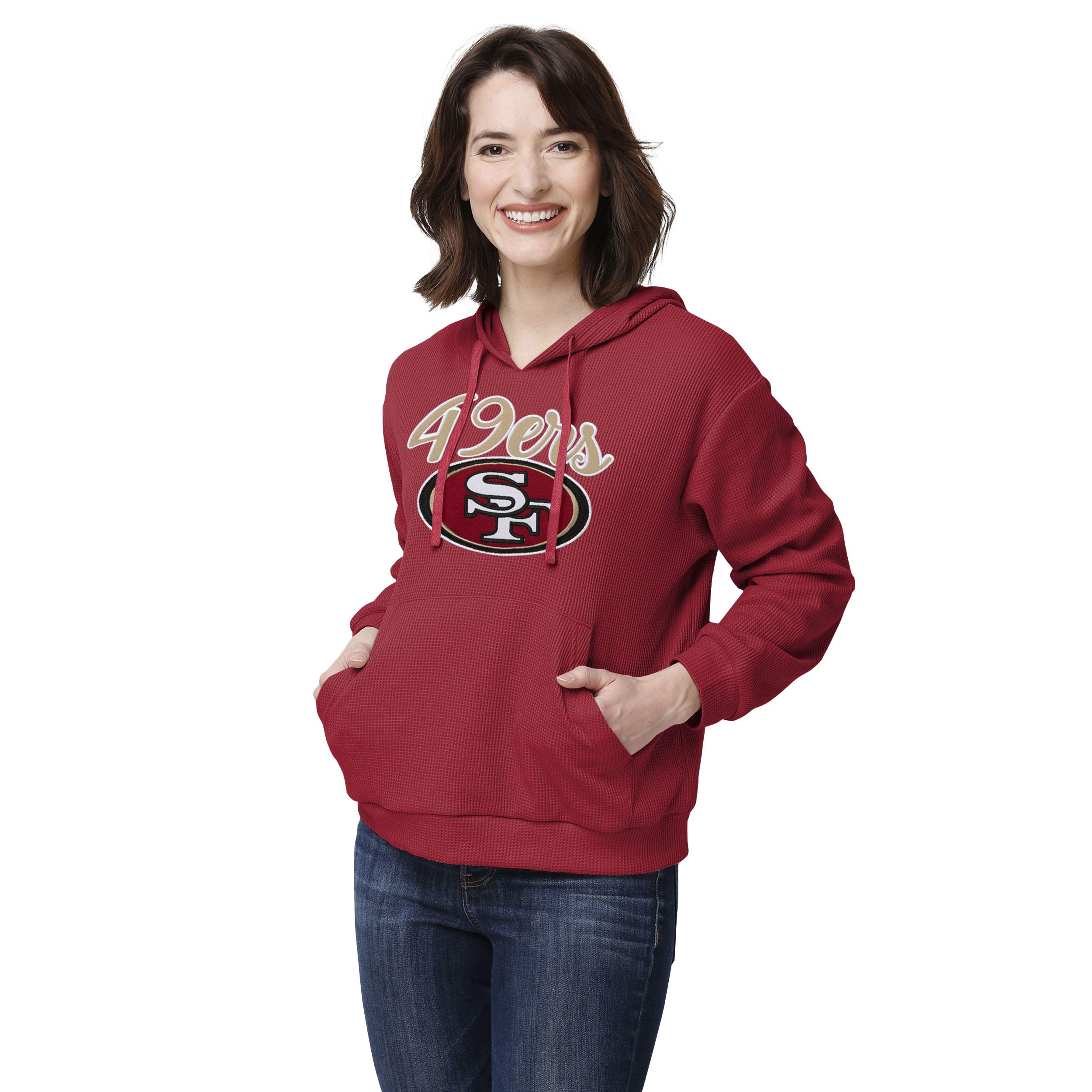 FOCO Women's Team Color Waffle Lounge Sweater - Cozy Pullover for Casual Wear, Game Day & Relaxing at Home | Soft & Warm Knit Sweater for Women