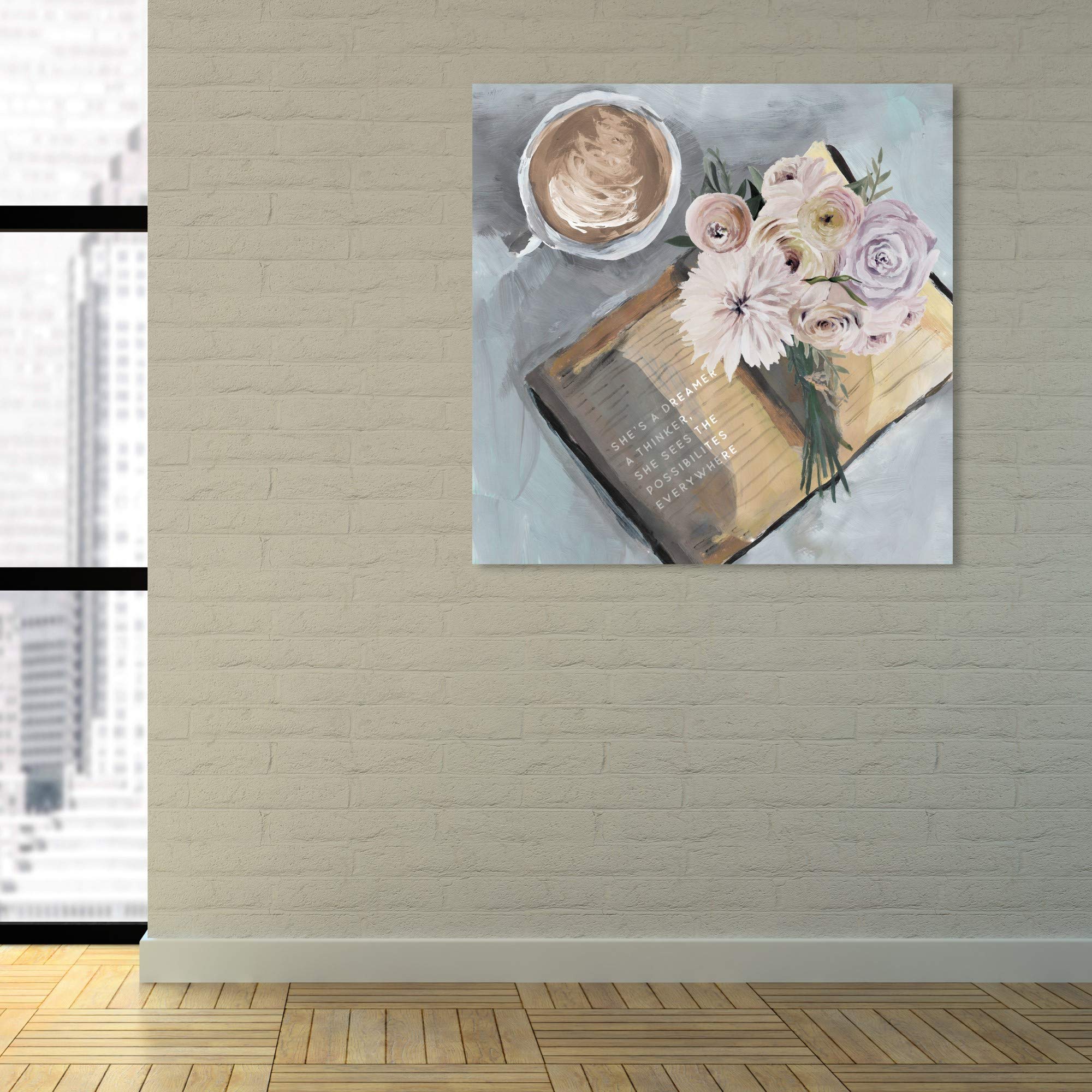 Oliver Gal Artist Co. Floral Wall Art Canvas Print - 'She's a Dreamer Floral Books' - Perfect for Living Room, Bedroom & Office Decor