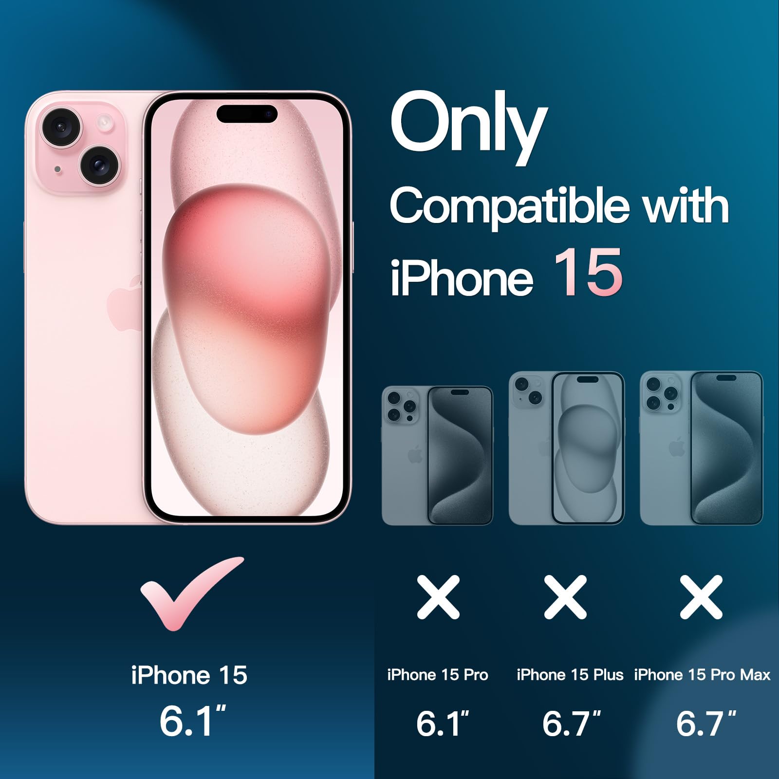 JETech 3 in 1 Magnetic Case for iPhone 15 6.1-Inch | Compatible with MagSafe | 2 Pack Tempered Glass Screen Protectors | Translucent Matte Shockproof Phone Cover (Pink) | Perfect for Everyday Protection & Wireless Charging
