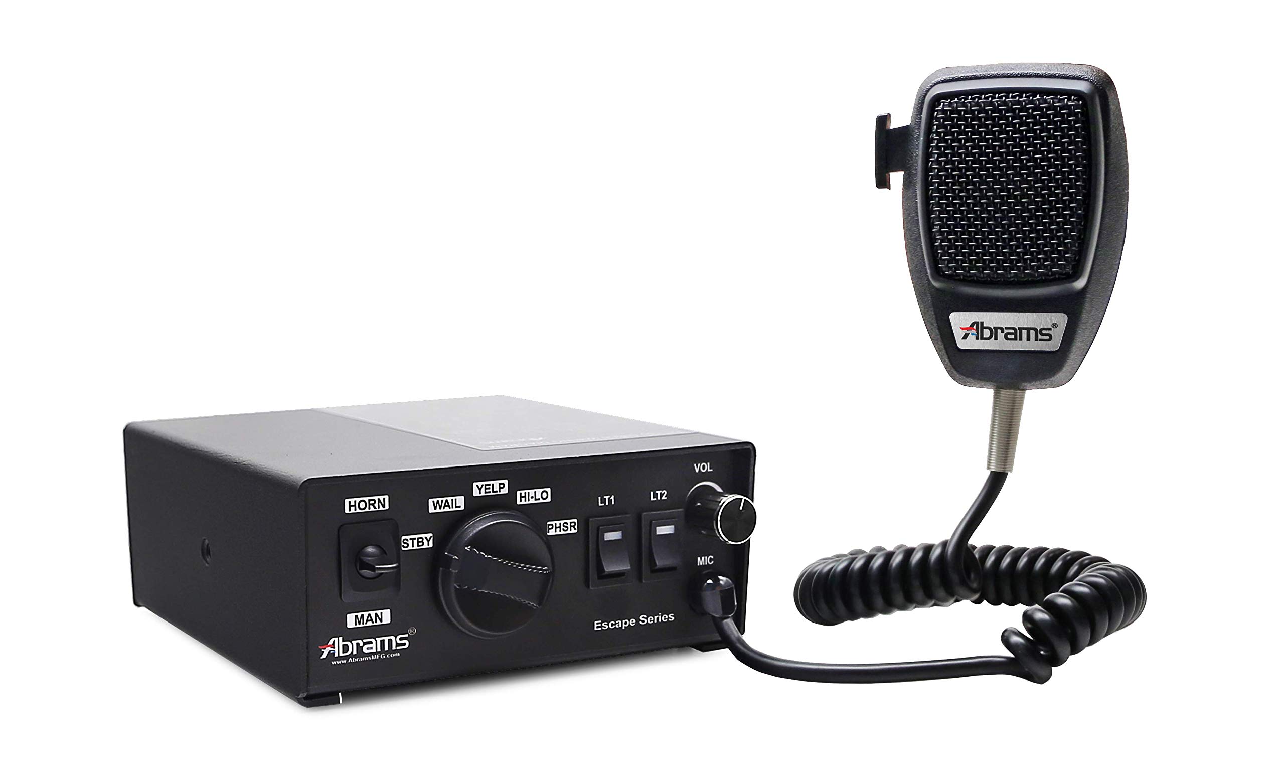 Abrams Emergency Vehicle Siren - 100W PA System with Dual 15A Police Light Outputs - 12V Heavy-Duty Horn for Fire Trucks, Police Cars, ATVs & UTVs - Ideal for Emergency Response, Traffic Control & Off-Road Safety