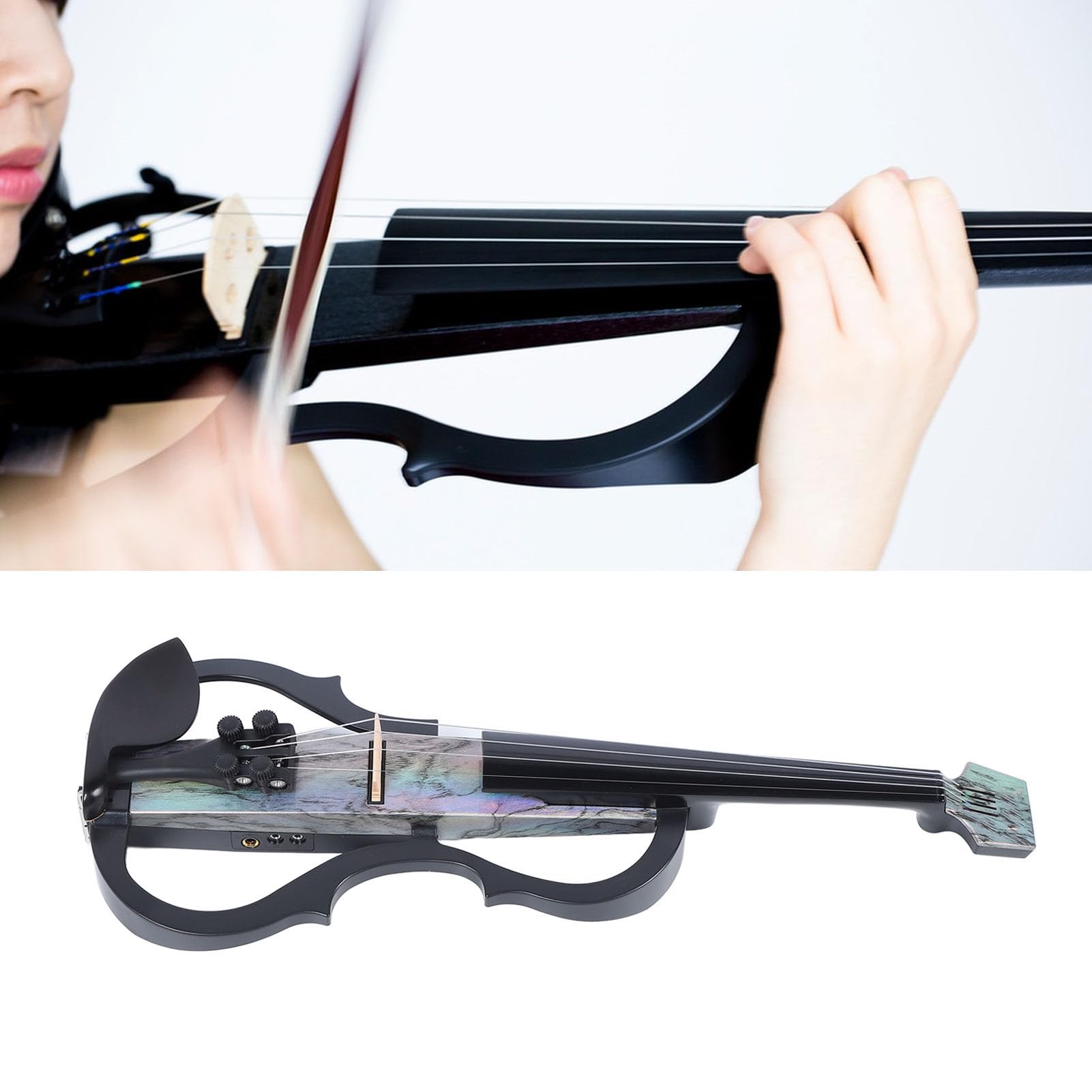 Professional 4/4 Full Size Electric Silent Violin - Ebony Wood Fingerboard, Carbon Fiber & ABS Body with Built-in Pickup - Perfect for Adults & Teens - Ideal for Quiet Practice, Studio Recording & Live Performances