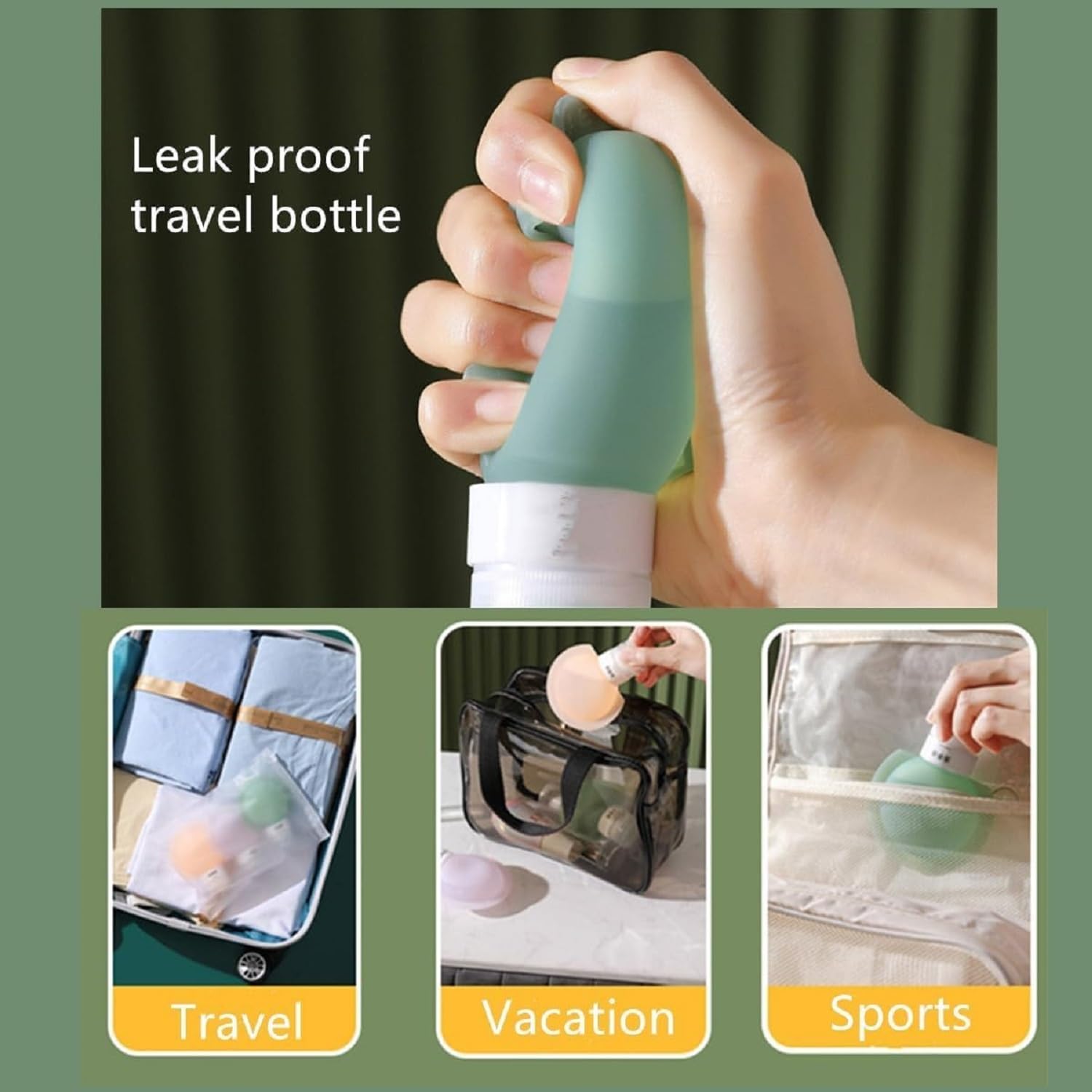 VAIDUE 3-Pack Leakproof Silicone Travel Bottles (90ml) | Reusable Squeeze Containers for Shampoo, Lotion, Soap & Cosmetics | Portable Toiletry Dispenser for Airplane, Gym & Vacation Essentials