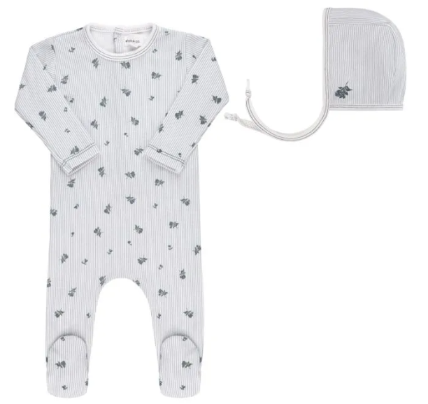 ELY & CO Baby Berry Footie with Bonnet - Soft Cotton Pajamas for Newborn to 9 Months (1M-9M) - Perfect for Sleeping, Playtime & Photo Shoots