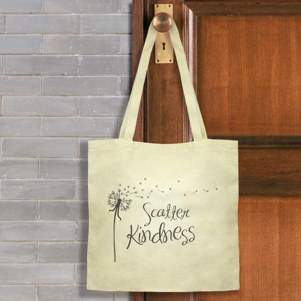 Custom Canvas Tote Bag - Inspirational 'Scatter Kindness' Reusable Shopping Bag for Women - Perfect for Beach, Grocery & Everyday Use